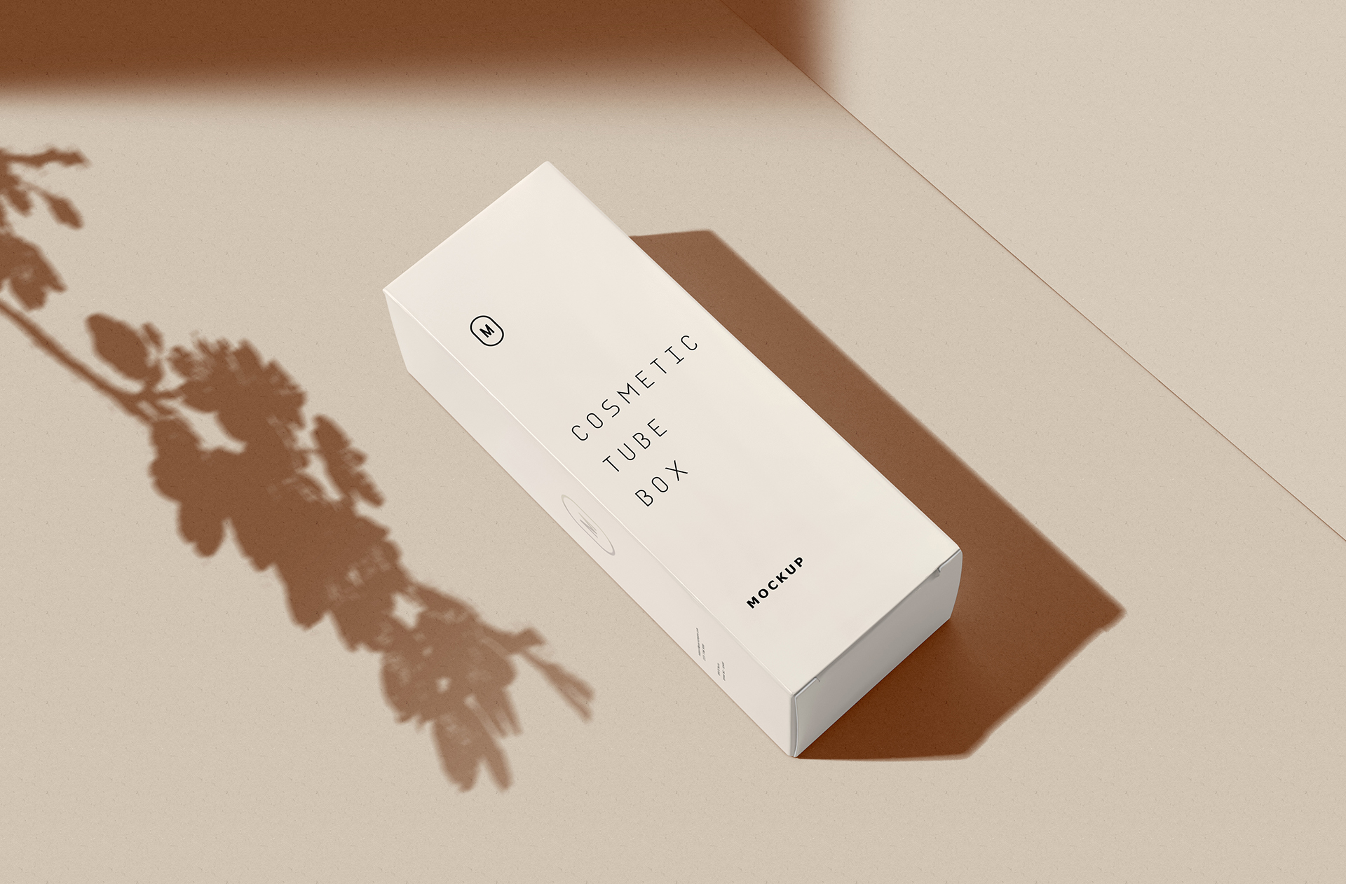 Luxury Cosmetic Tube Box Mockup – Flat Lay View