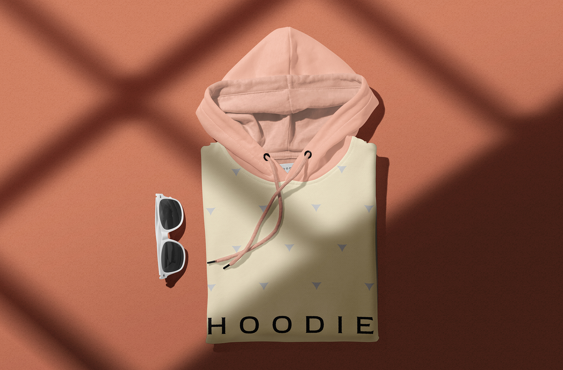 Folded Hoodie Mockup with Drawstring Hood