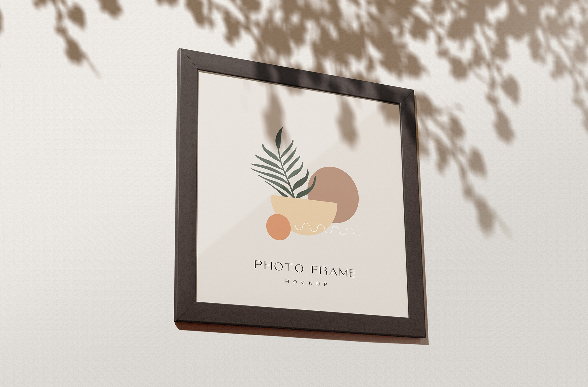 Hanging Square Photo Frame Mockup with Soft Shadows