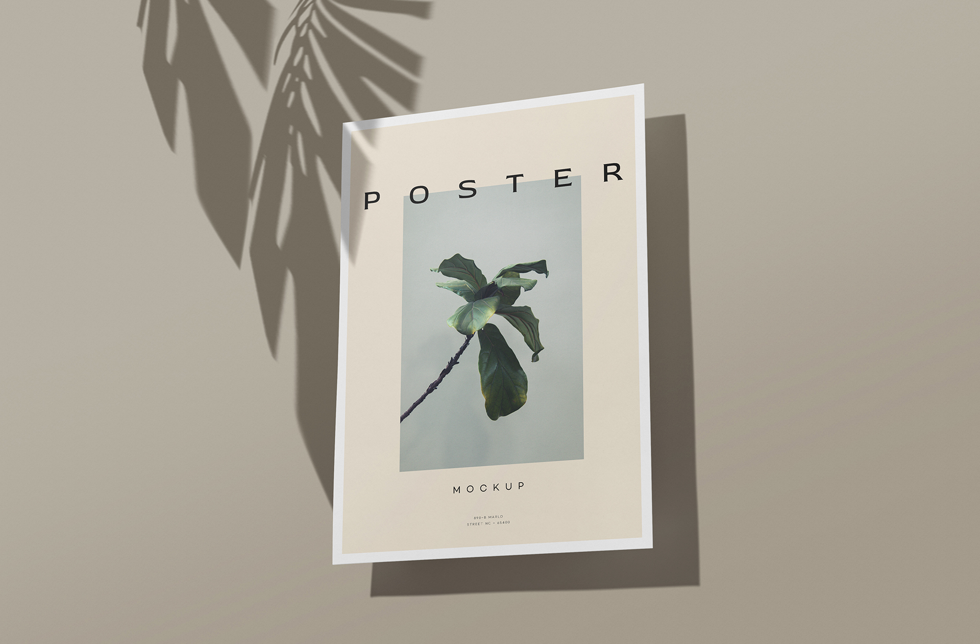 Wall Hanging A4 Poster Mockup with Elegant Shadows