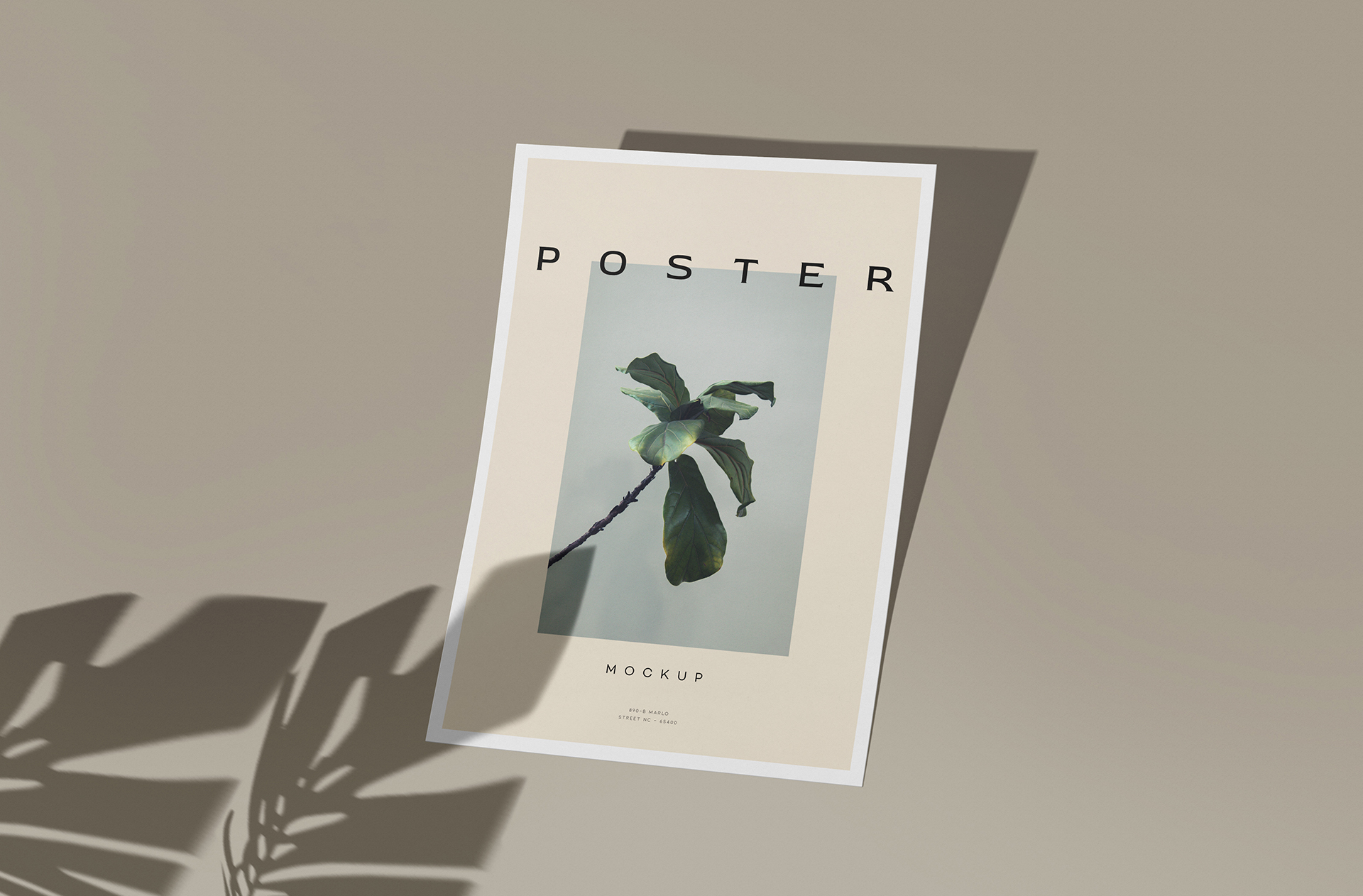 Premium Floating A4 Poster Mockup with Soft Shadows
