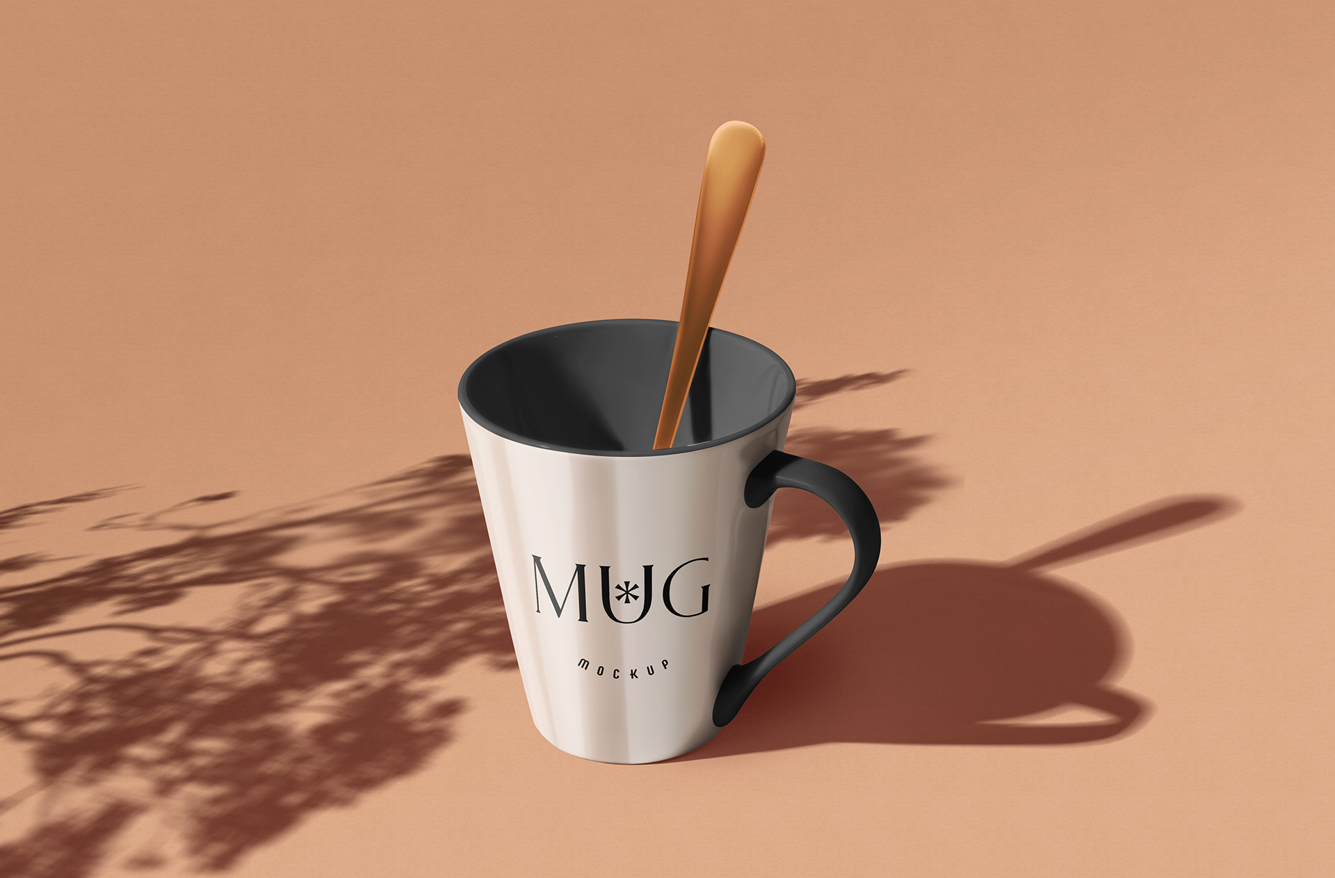 Premium Ceramic Mug Mockup with Spoon Inside