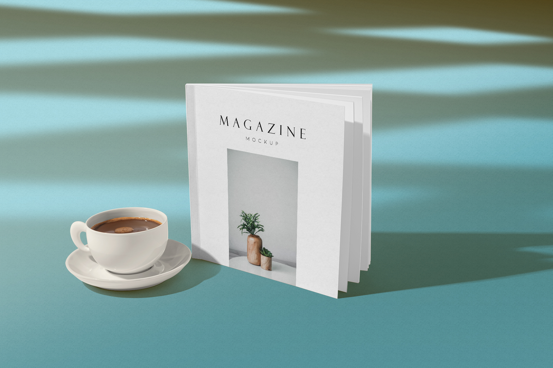 Square Magazine Mockup with Elegant Cover