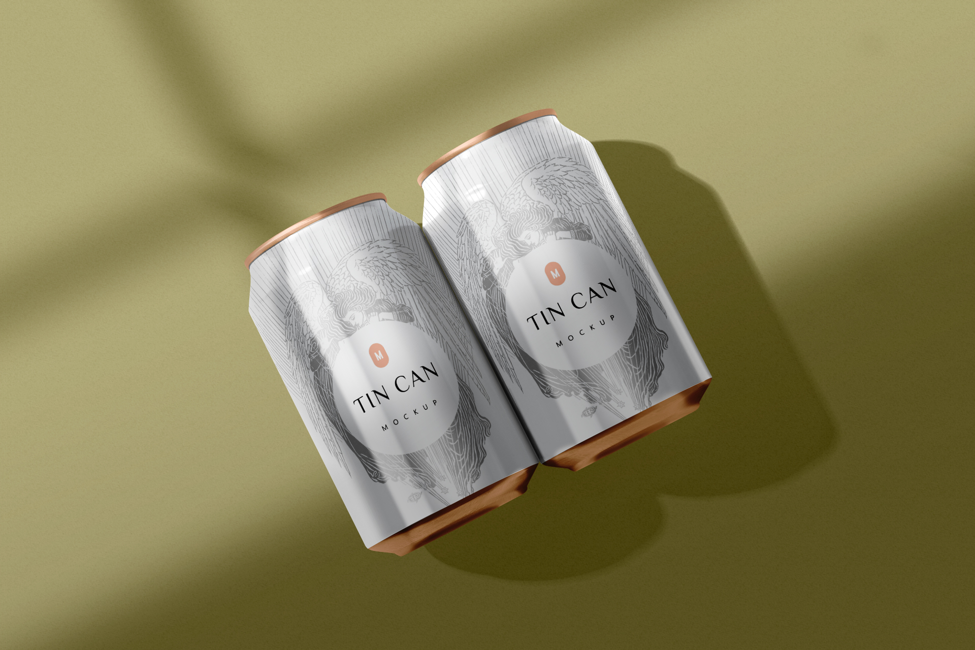 Realistic Tin Can Mockup with Dual Can Display