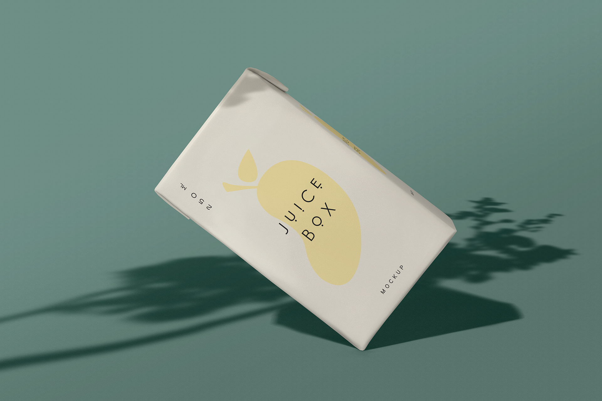 Floating Juice Box Mockup with Realistic Shadows