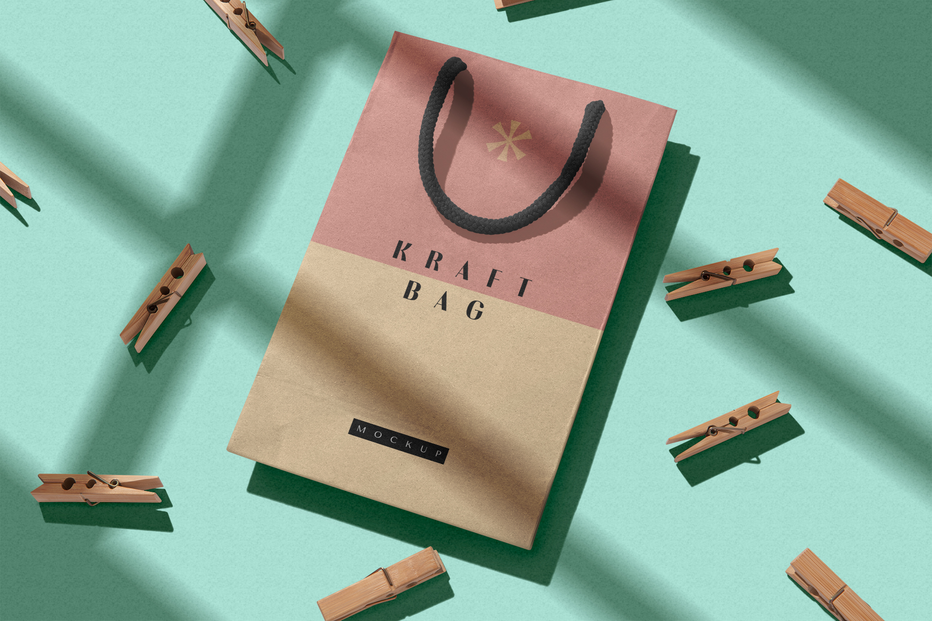 Flat Lay Kraft Paper Bag Mockup for Eco Packaging