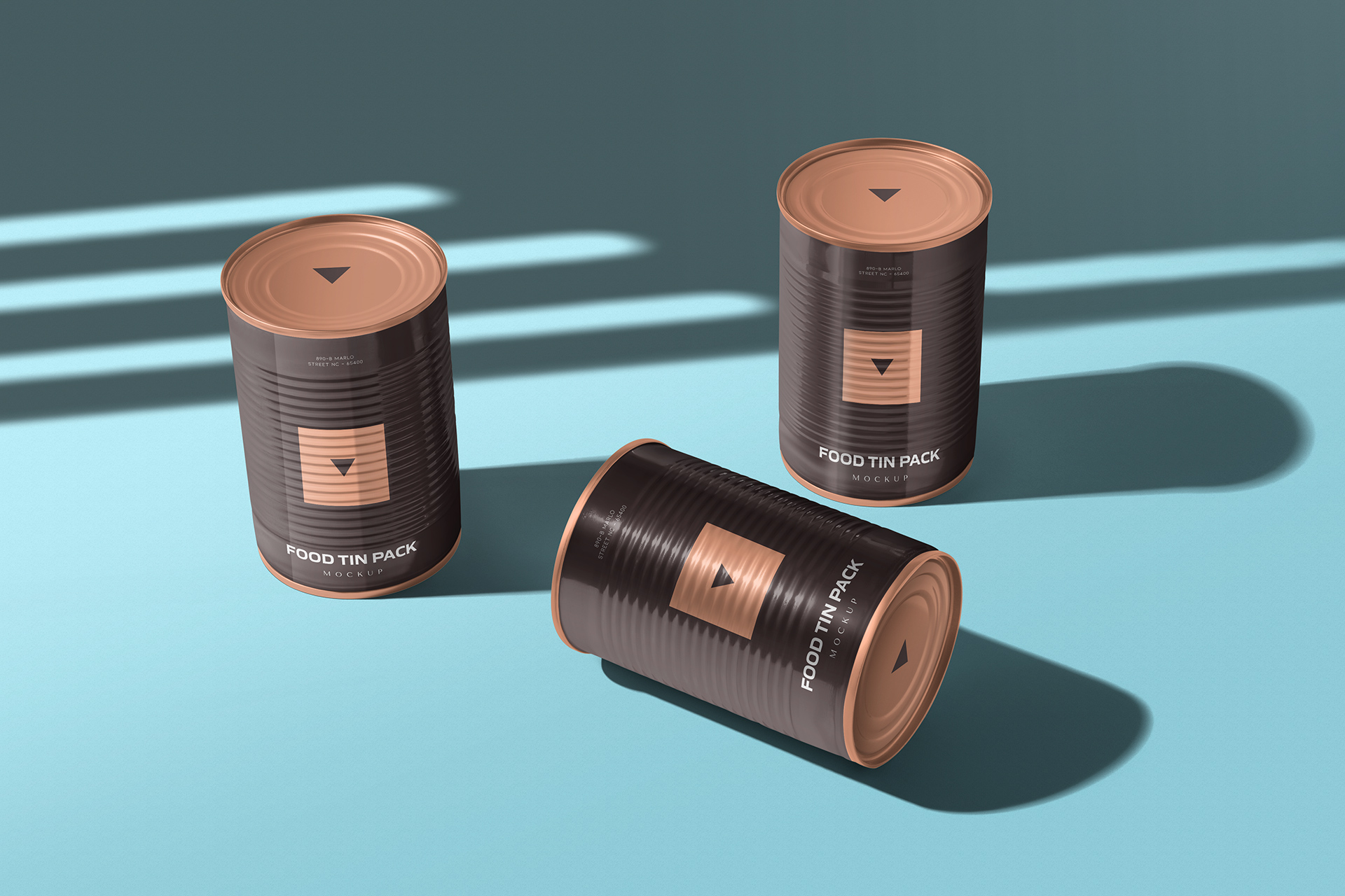 Floating Food Tin Can Mockup with Realistic Shadows