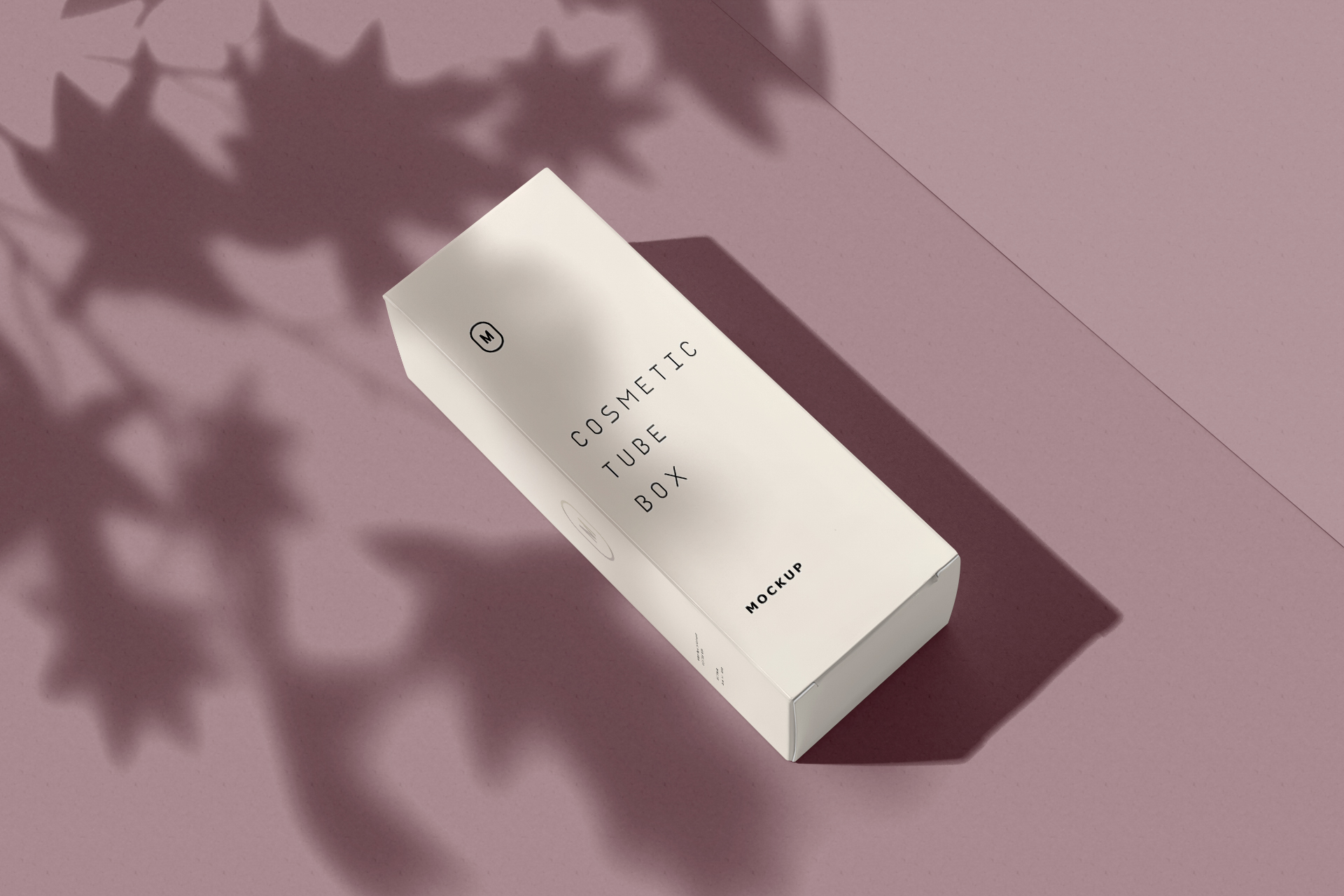 Floating Cosmetic Tube Box Mockup with Realistic Shadows