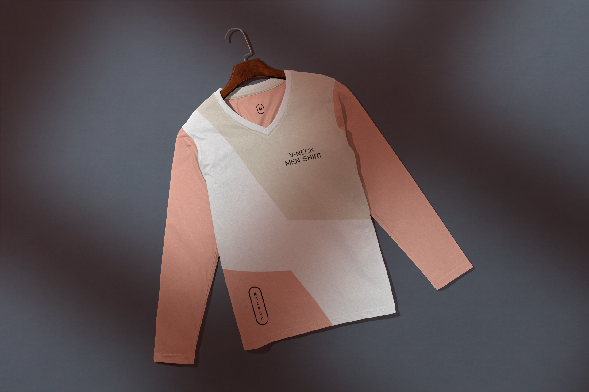 Hanging V-Neck Men’s Shirt Mockup with Realistic Shadows
