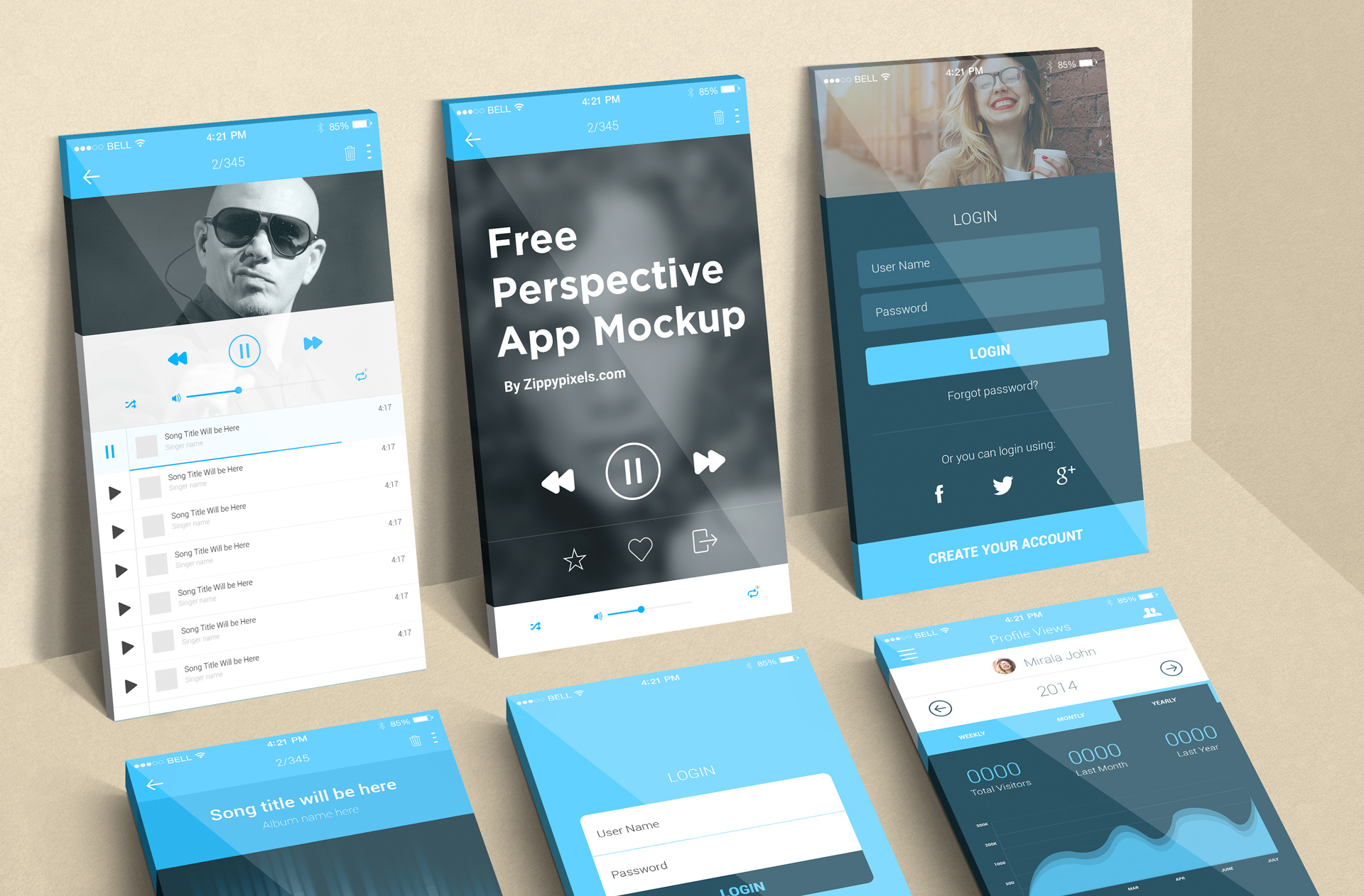 Realistic Perspective App Screen Mockup – High Quality