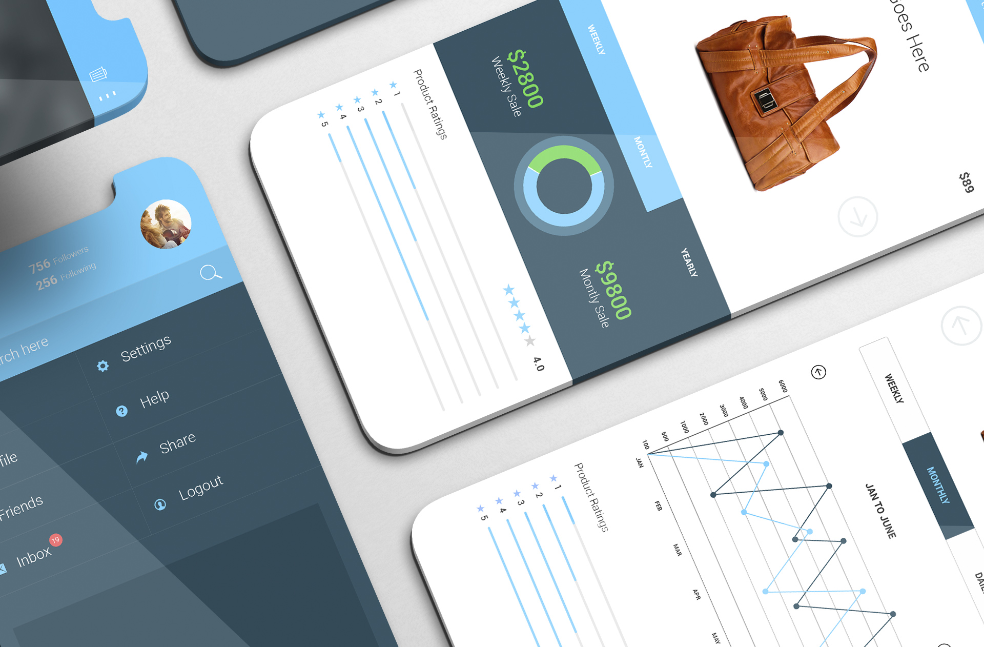 3D UI mockup