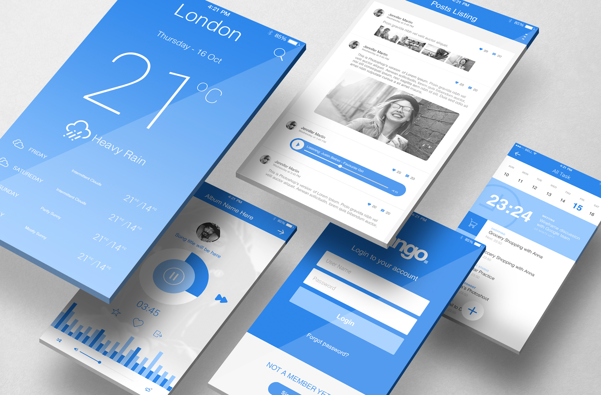 Floating Isometric Mobile App Screen Mockup