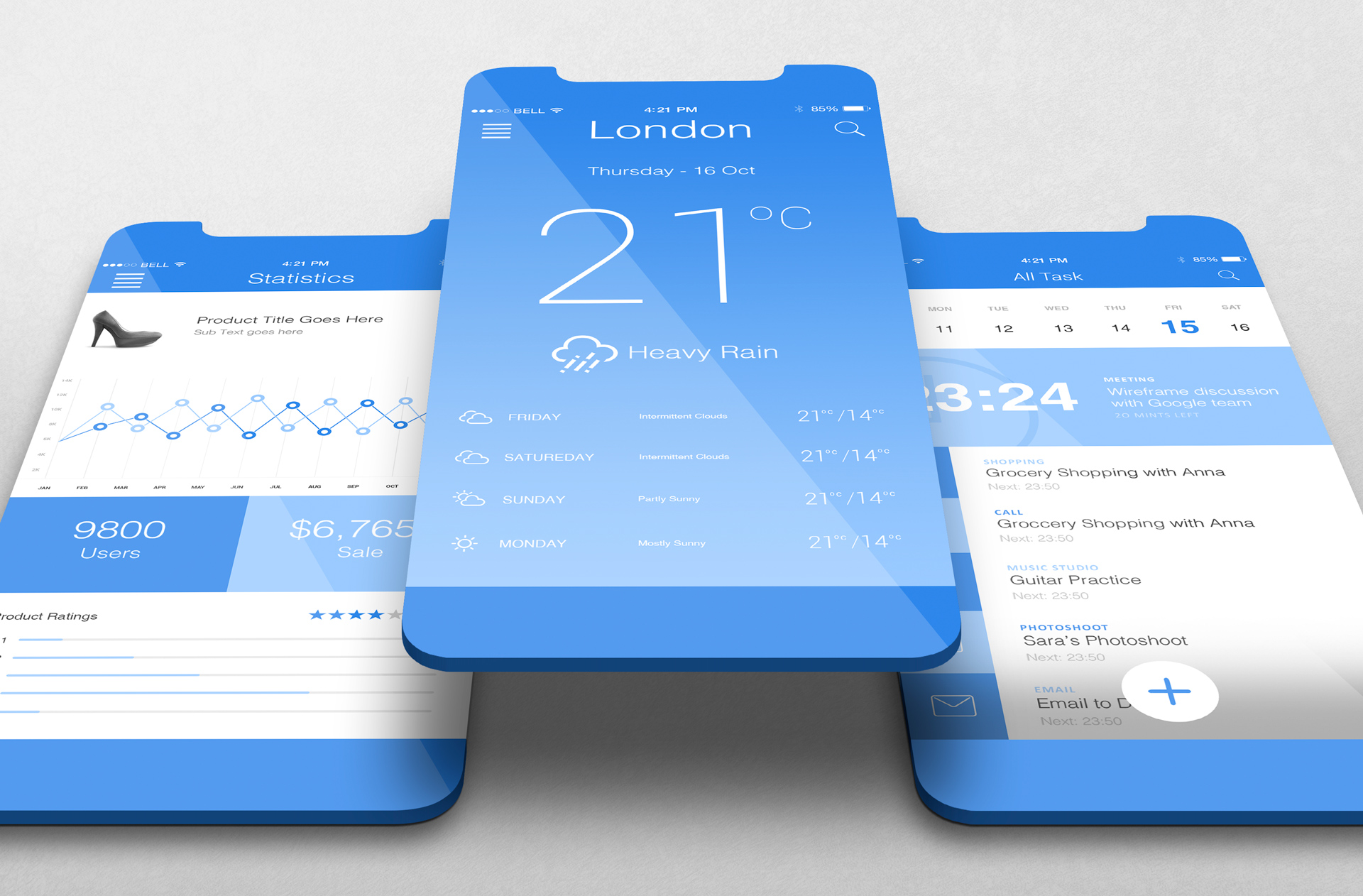 3D Floating Smartphone UI Mockup for App Designs