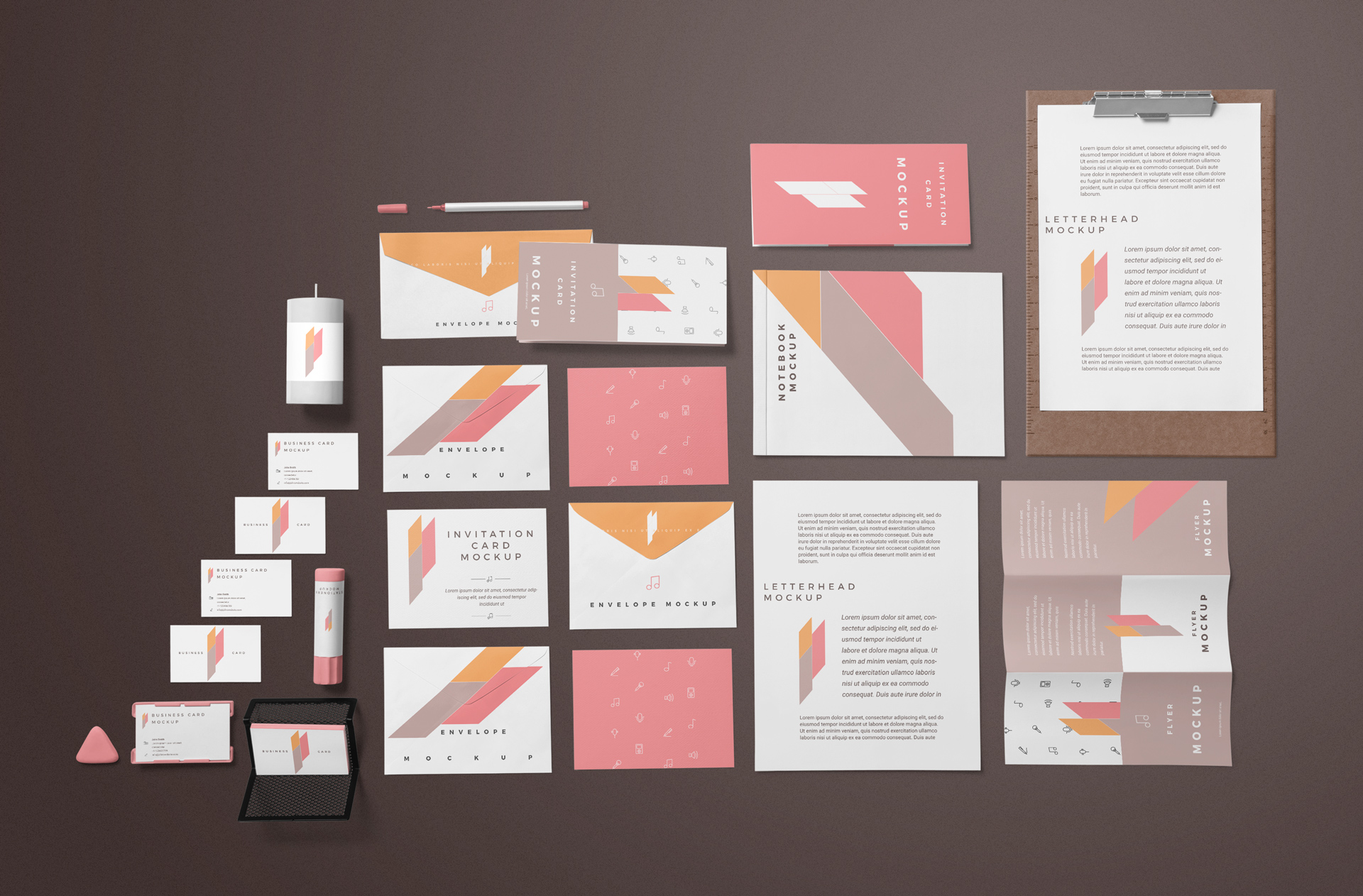 Elegant Stationery Branding Mockup with Letterhead