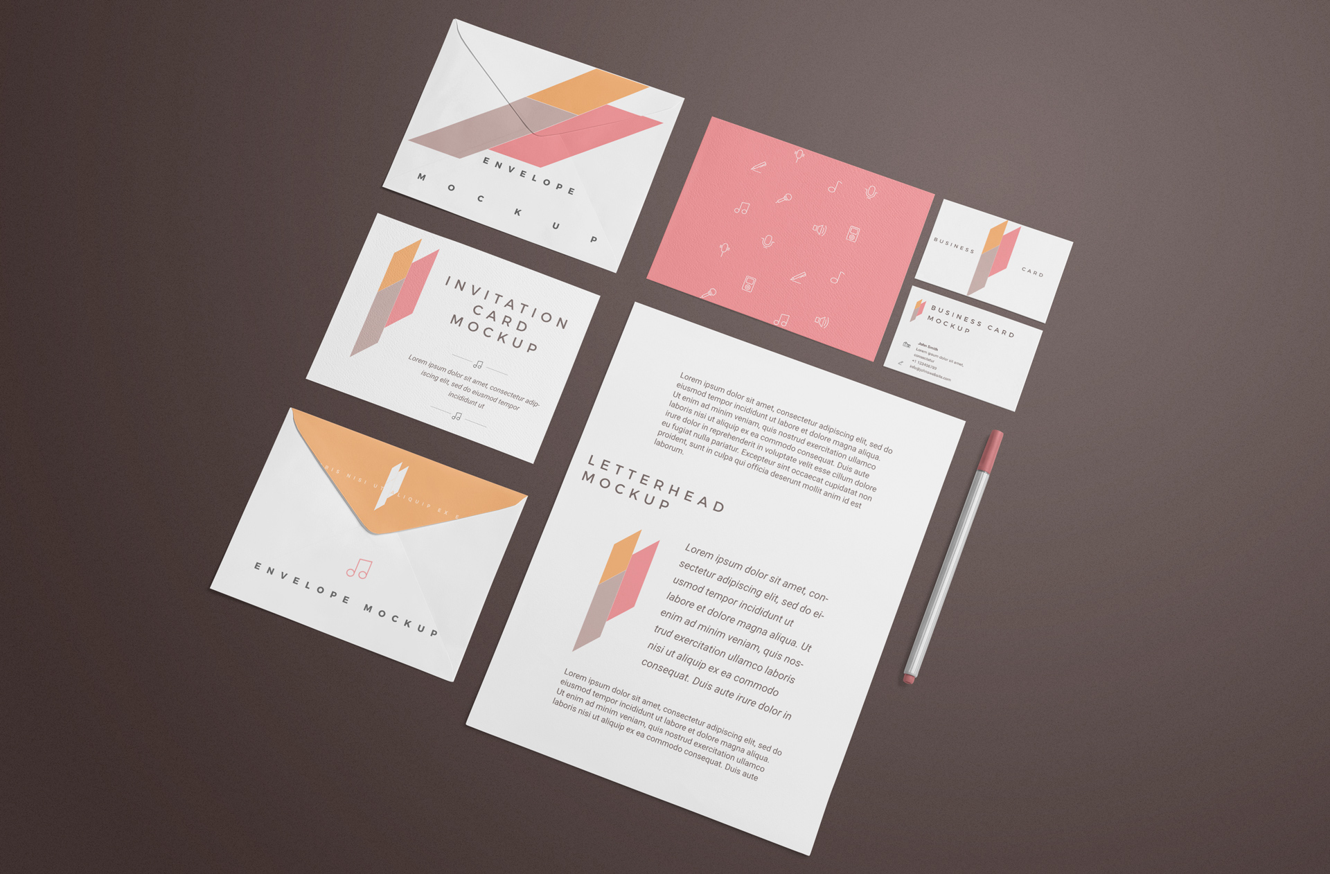 Realistic Business Identity Mockup with Letterhead & Cards