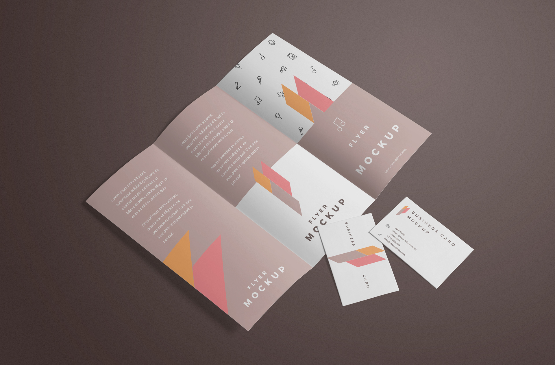 Professional Branding Mockup with Tri-Fold Brochure