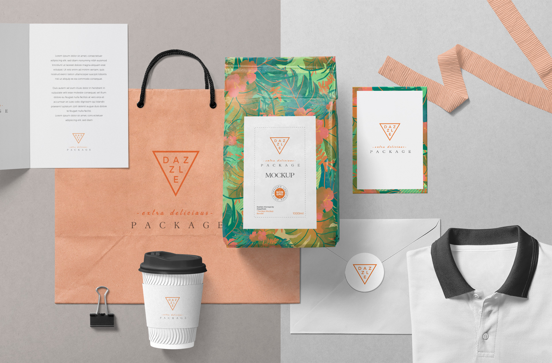 Modern Coffee Packaging & Stationery Branding Mockup