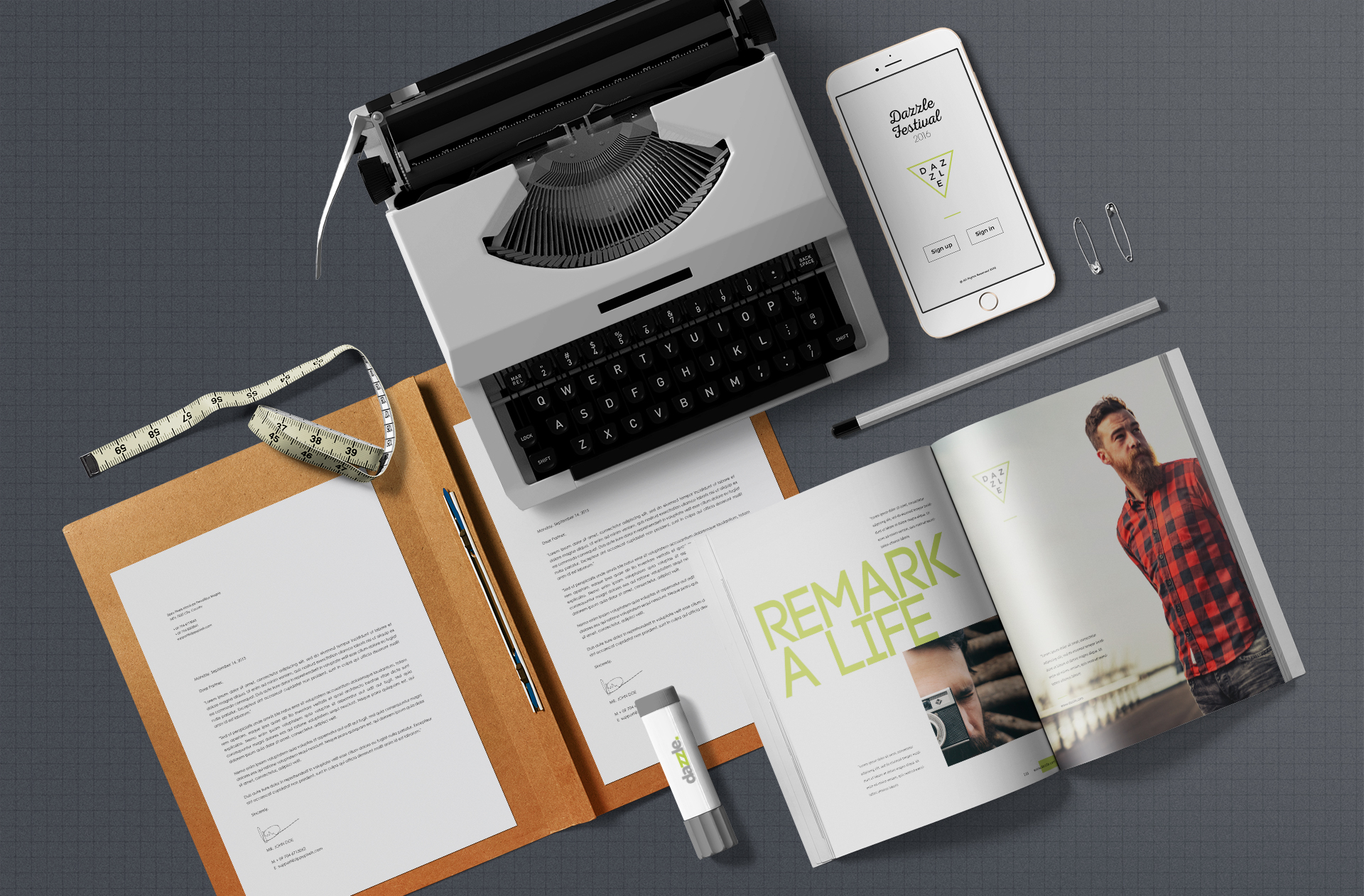 Elegant Editorial Magazine Mockup with Classic Office Items