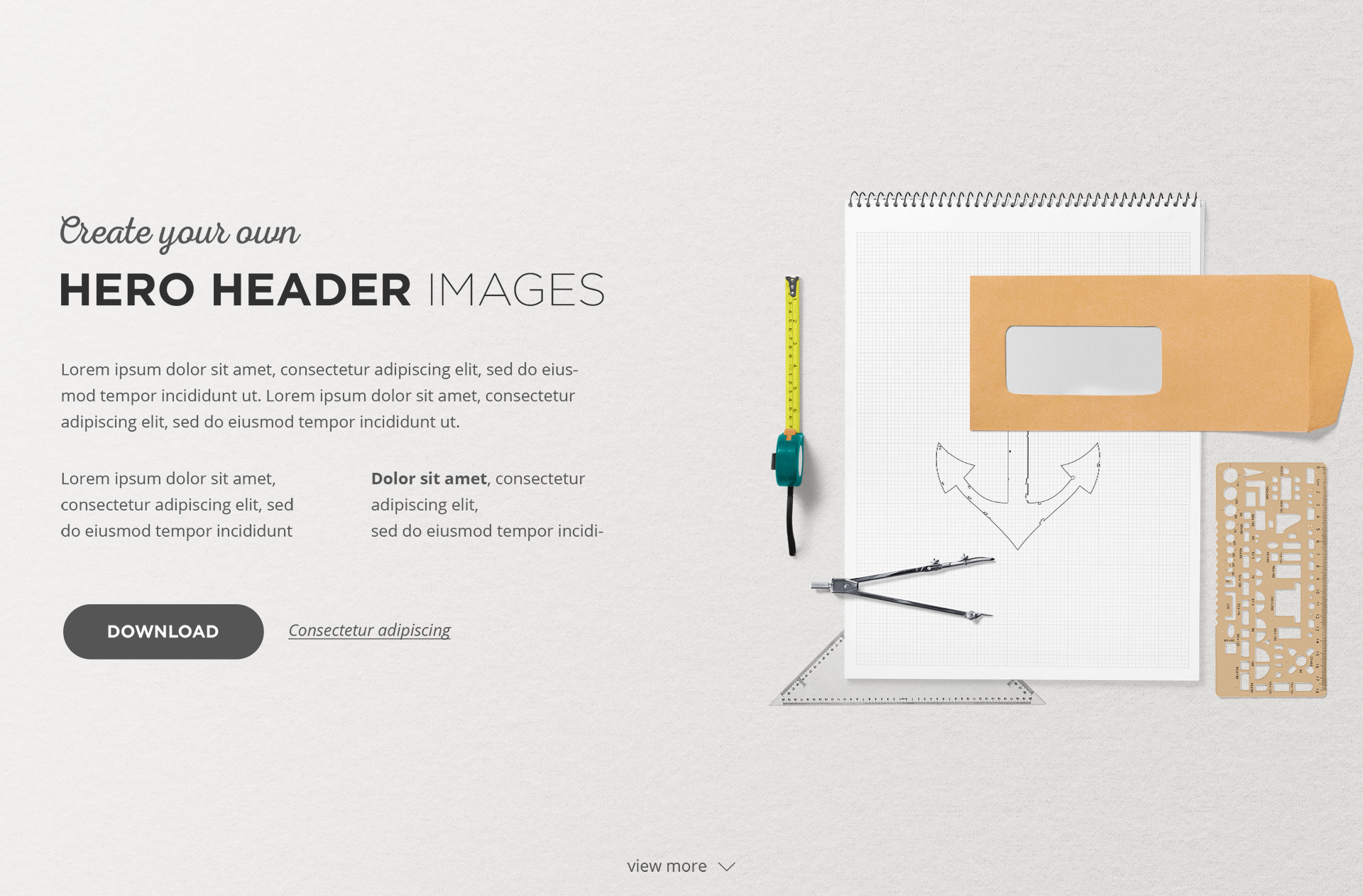 Minimalist Hero Header Mockup with Office Supplies