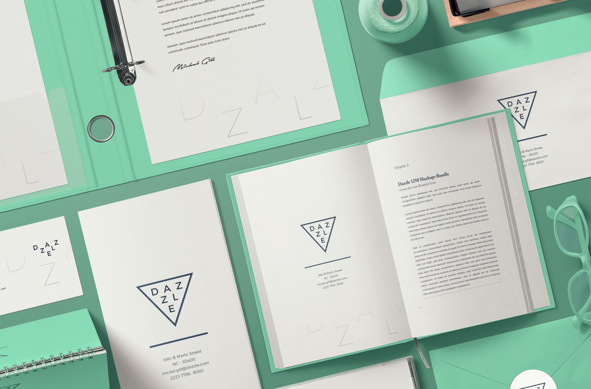 Professional Branding Stationery Mockup with Book