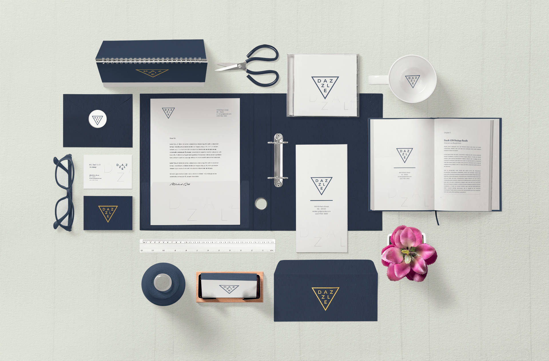 Luxury Stationery and Branding Mockup with Book & Logo