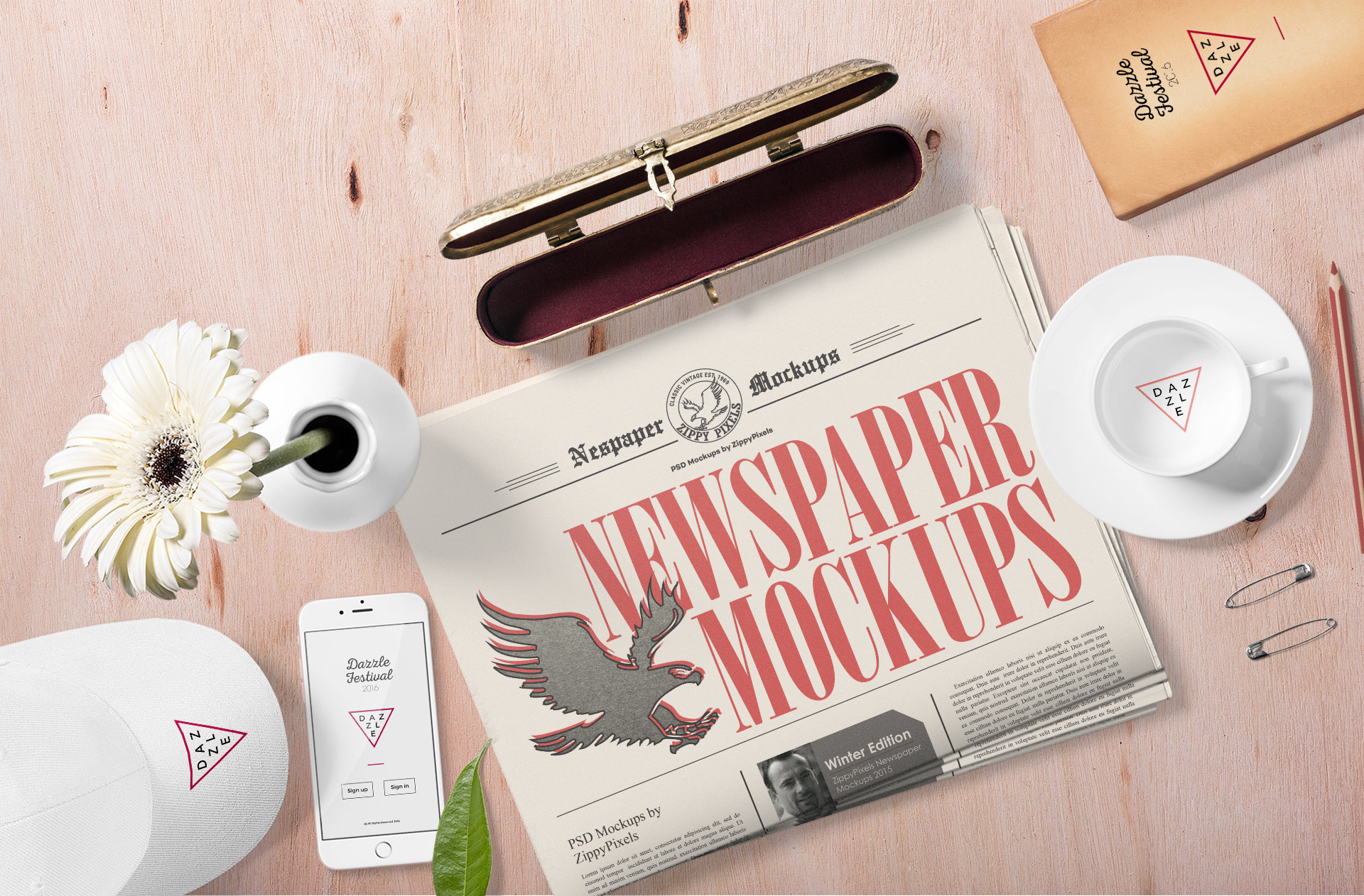 Elegant Folded Newspaper Mockup for Editorial & Branding