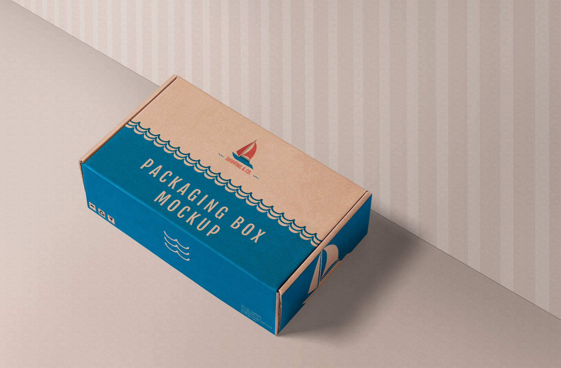 Cardboard Packaging Box Mockup with Shipping Design