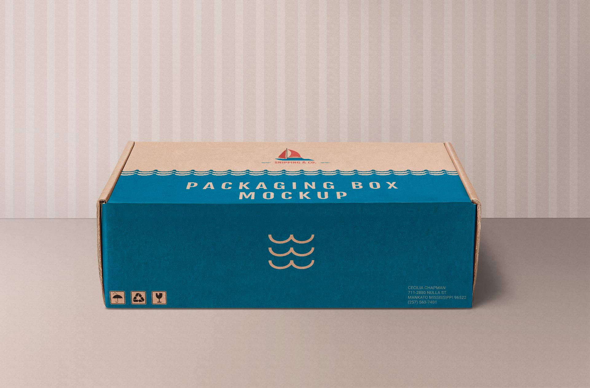 Realistic Shipping Box Mockup with Customizable Design