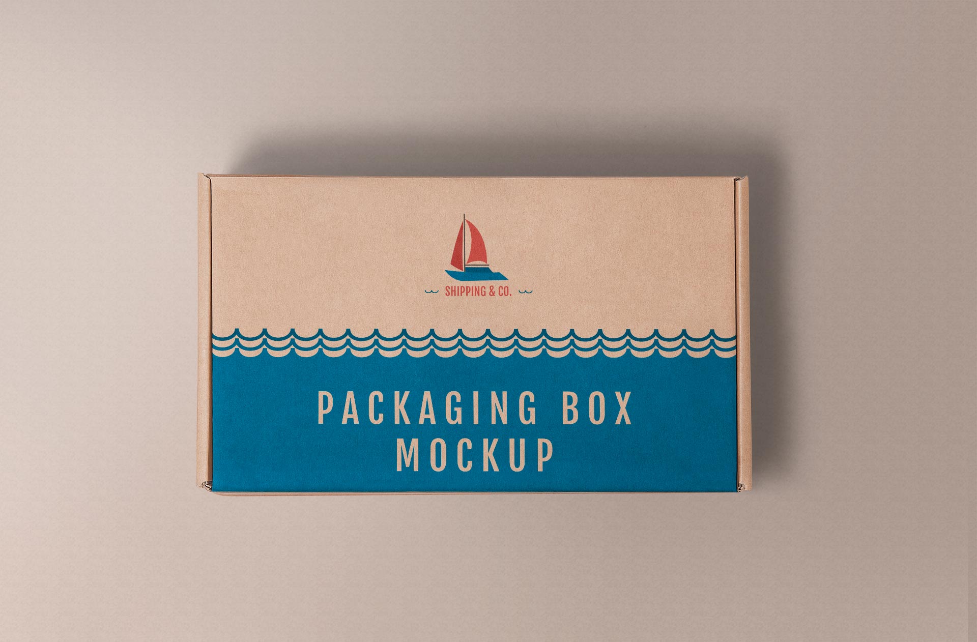 Flat Lay Shipping Box Mockup with Front Branding