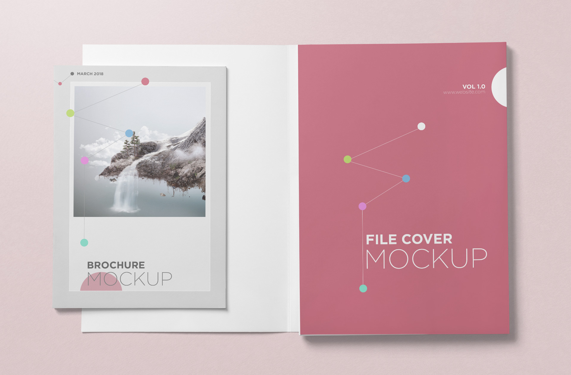 Realistic Business Folder Mockup with Brochure