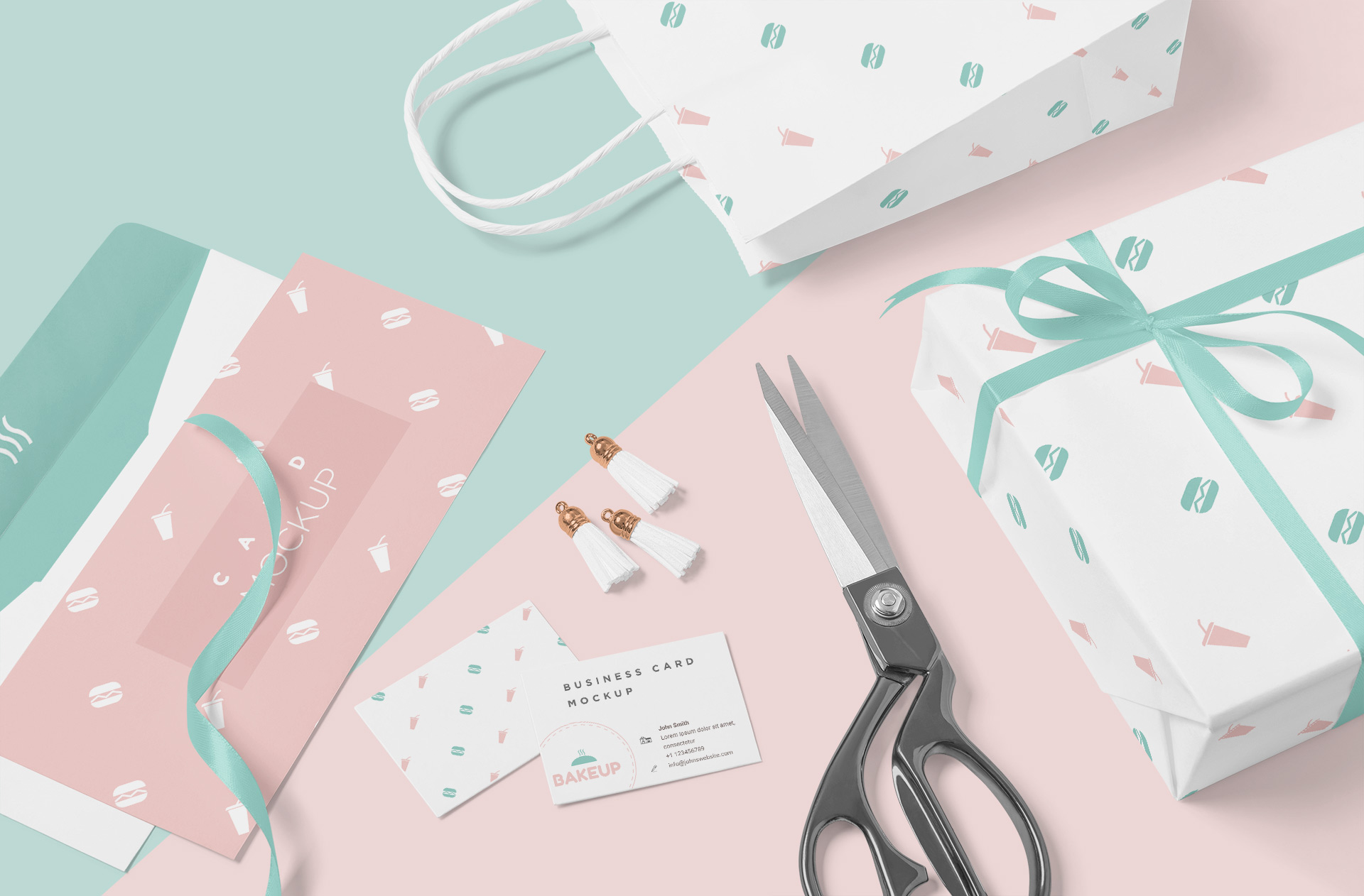 Elegant Gift Packaging and Business Card Mockup