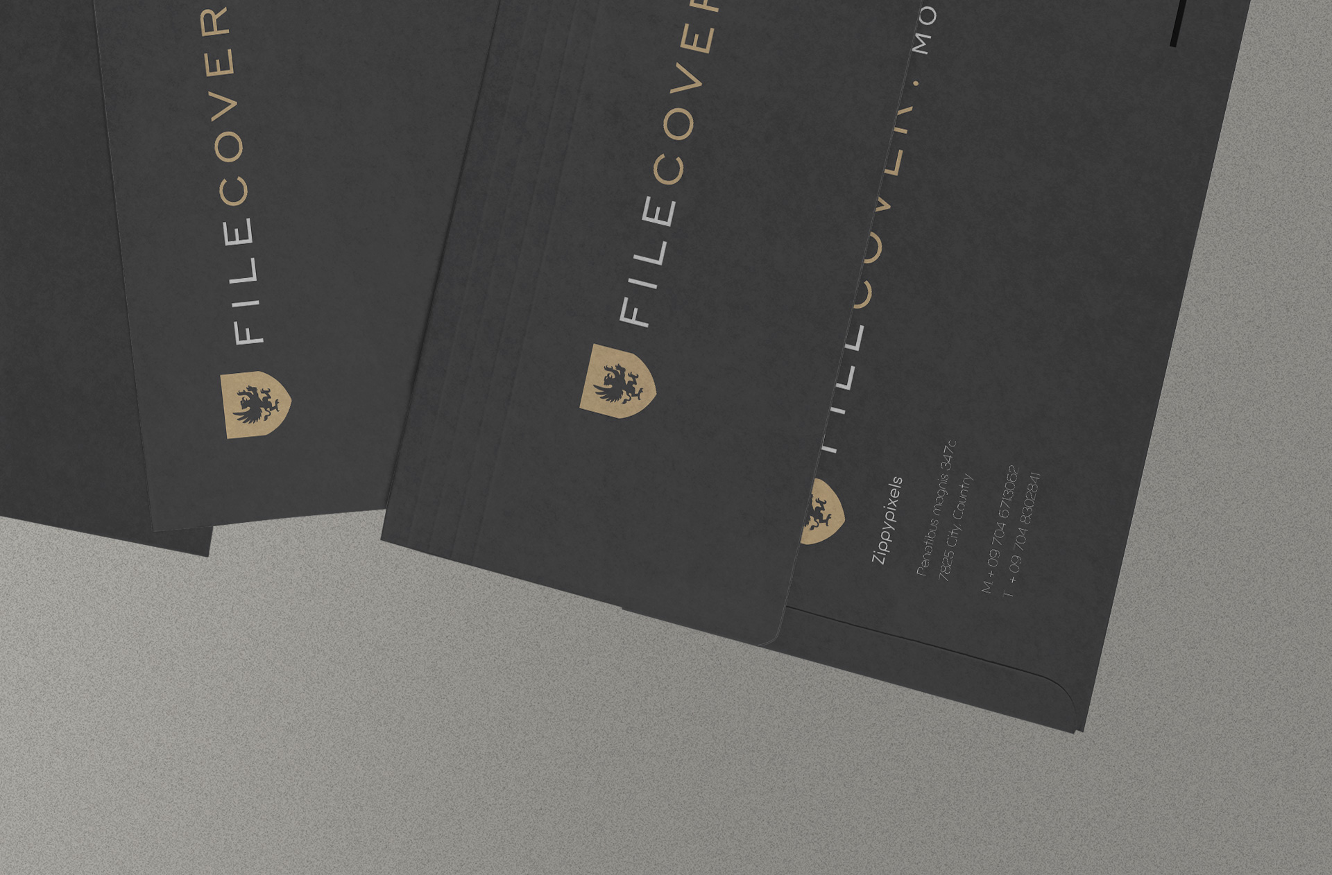 black and gold file cover