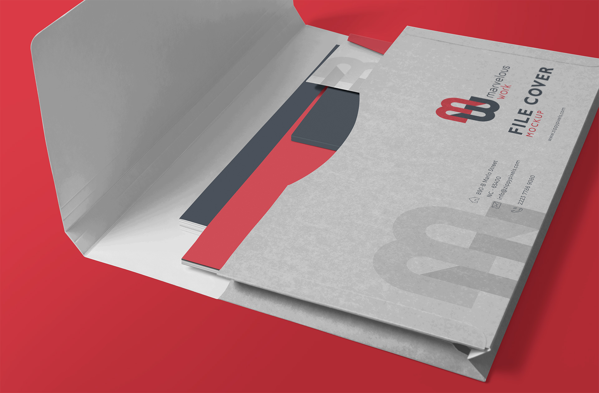 Realistic Kraft File Cover Mockup with Branding