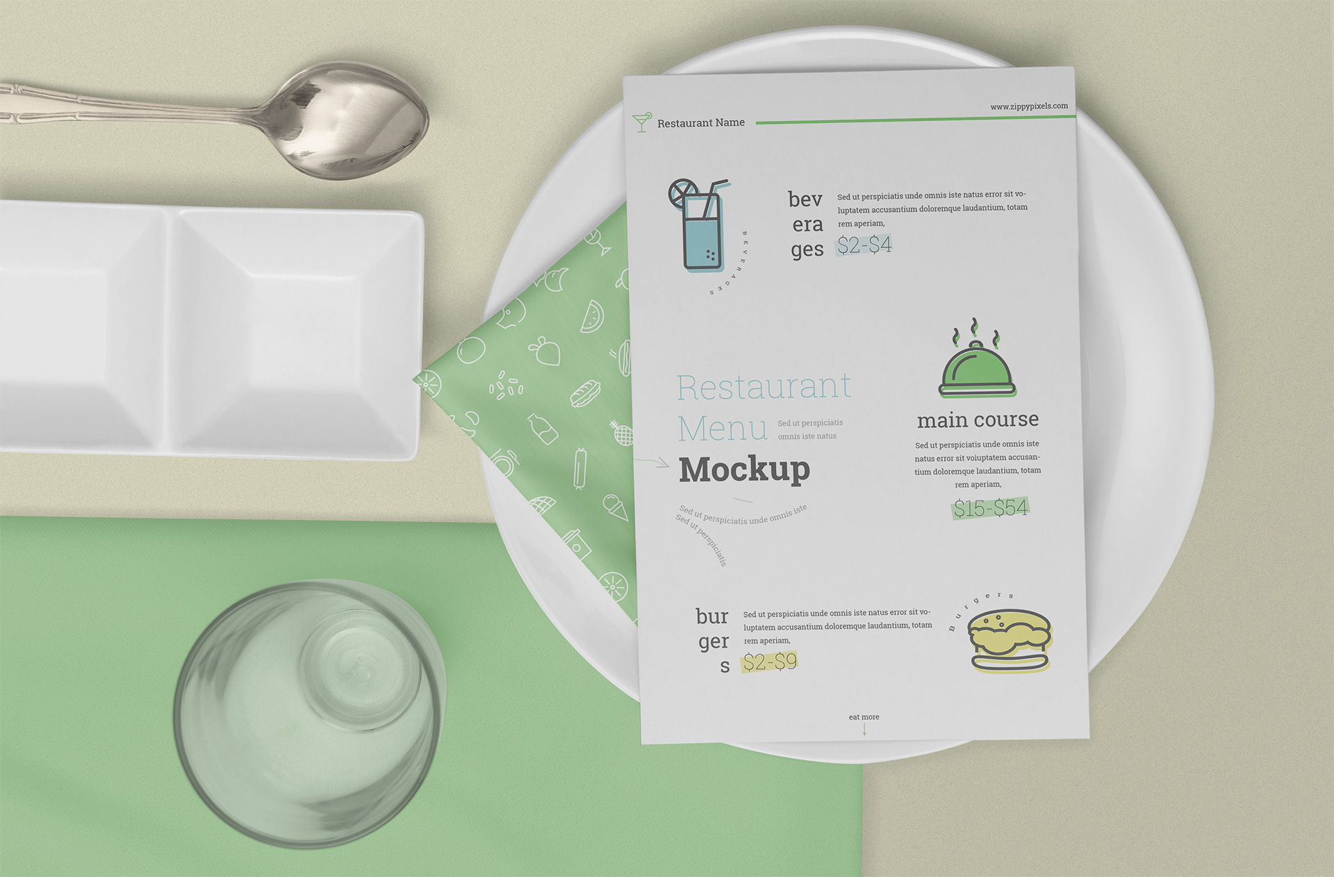 Realistic Food Menu Mockup with Stylish Presentation
