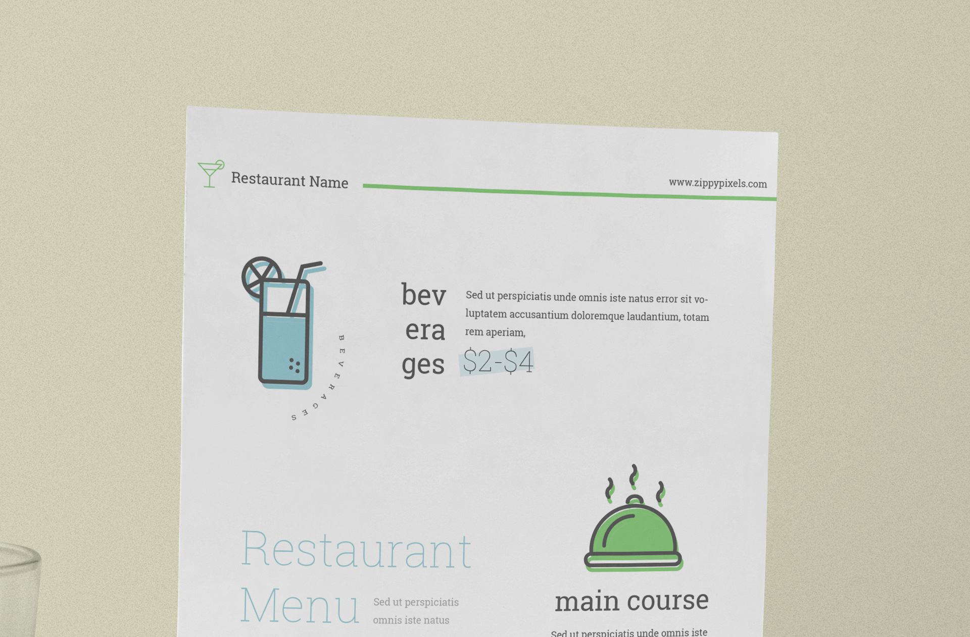 clean and sophisticated restaurant menu