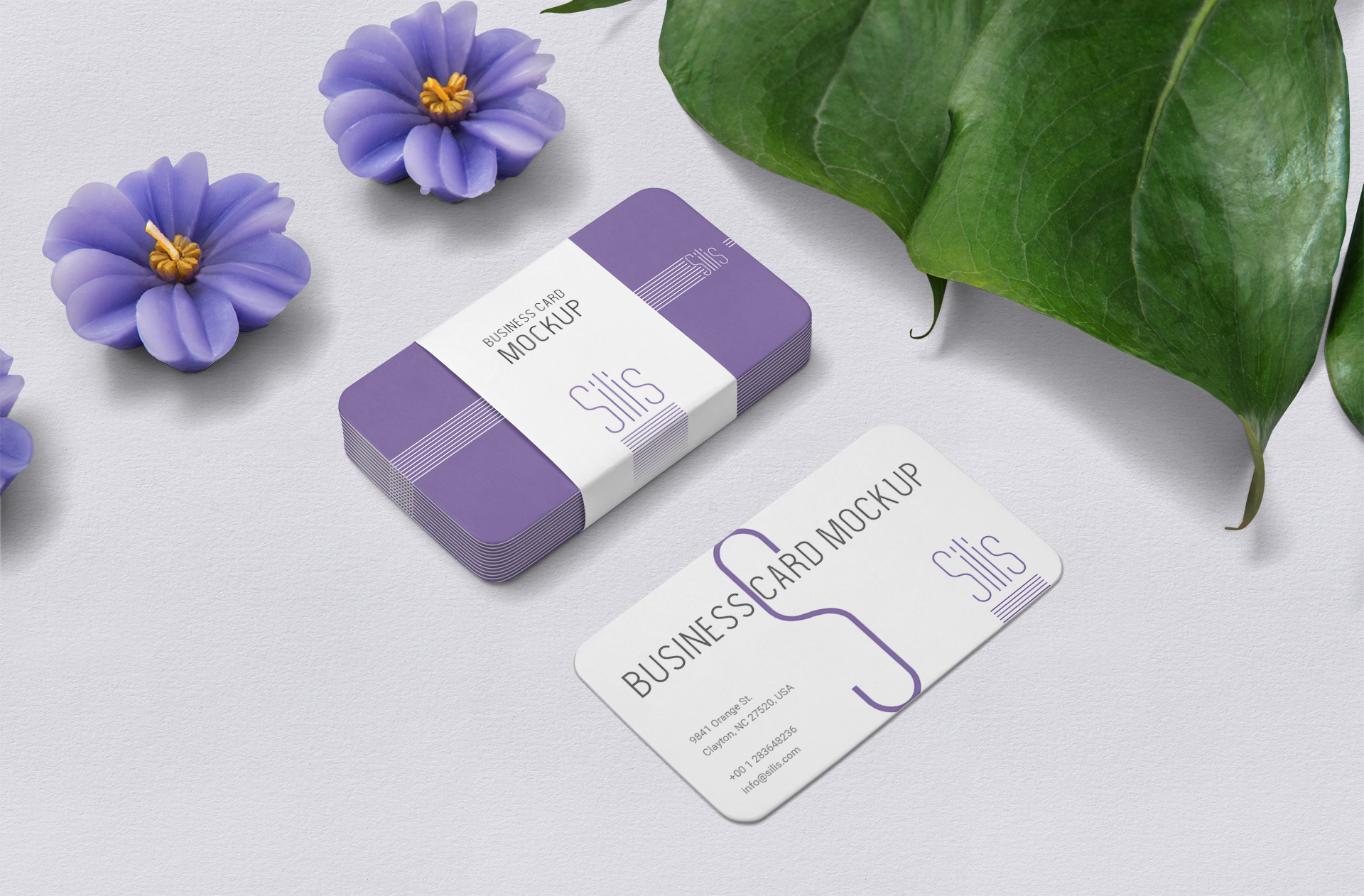Stacked Business Card Mockup with Paper Band