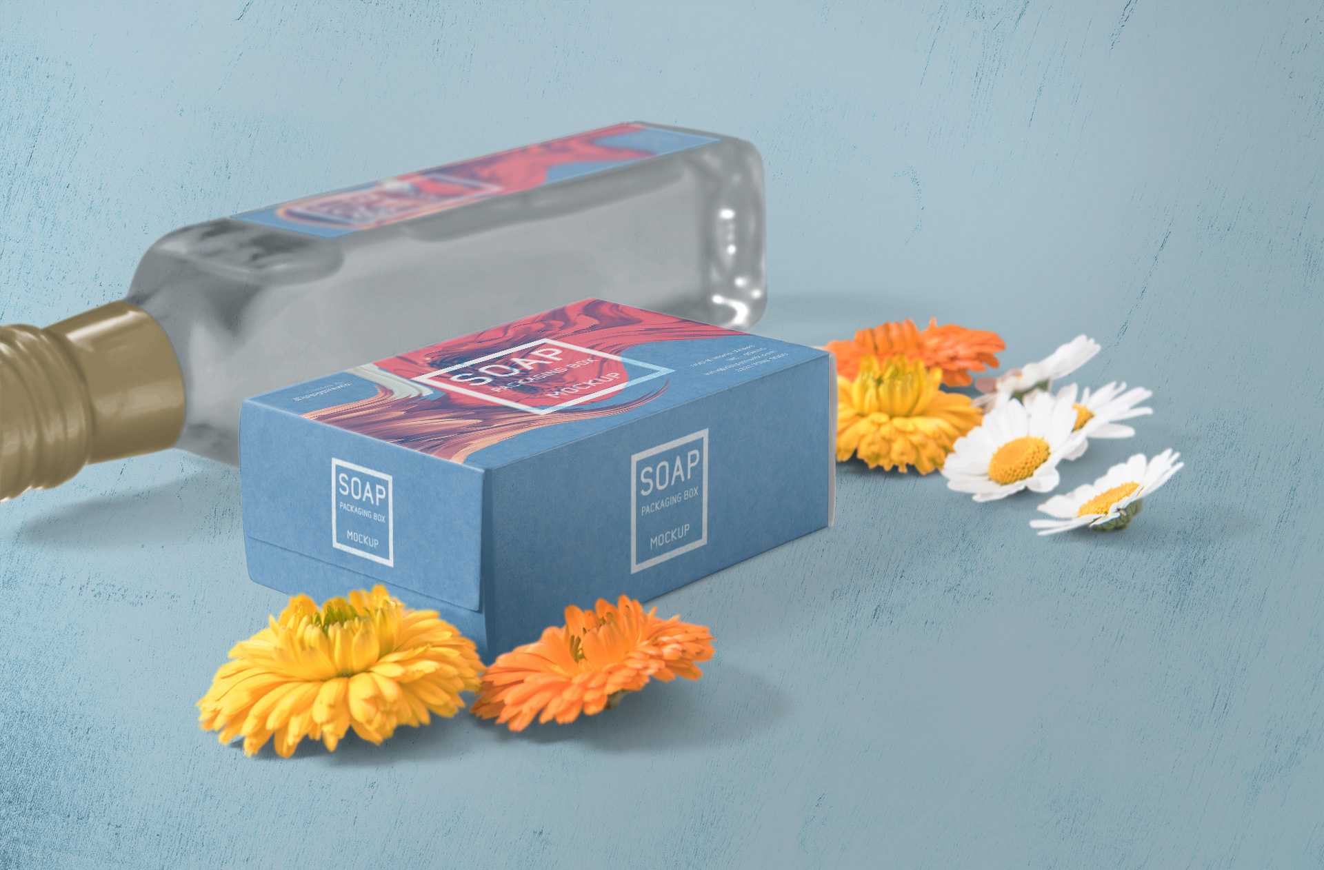 Soap Box Packaging Mockup with Floral Elements