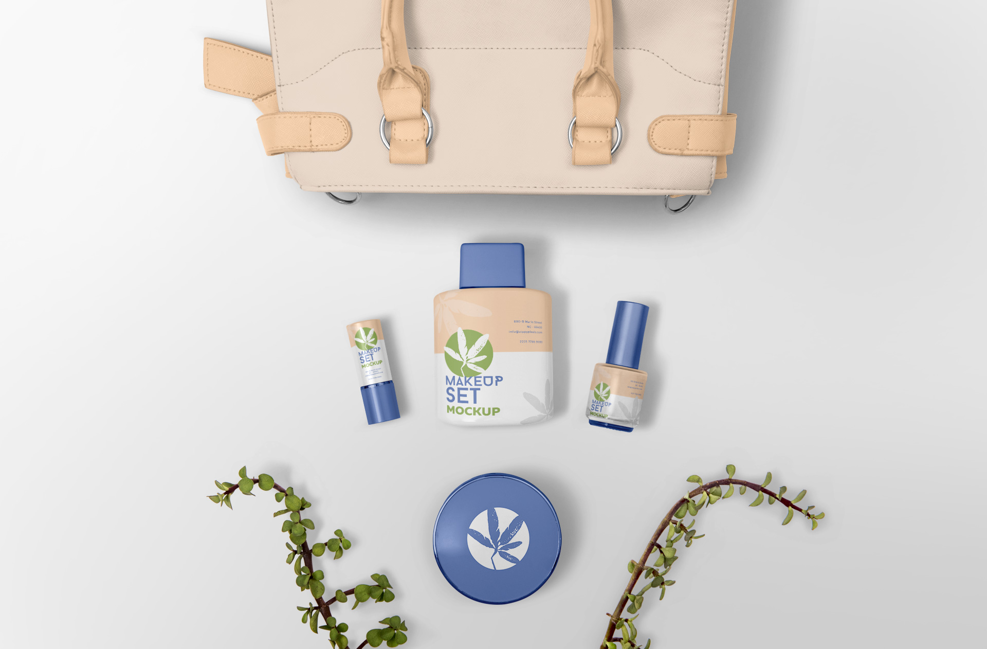 Flat Lay Cosmetic Mockup – Beauty Products Display