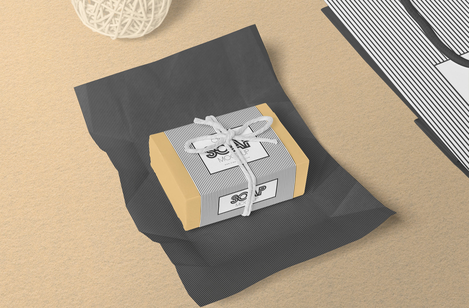 Luxury Soap Bar & Paper Wrap Packaging Mockup