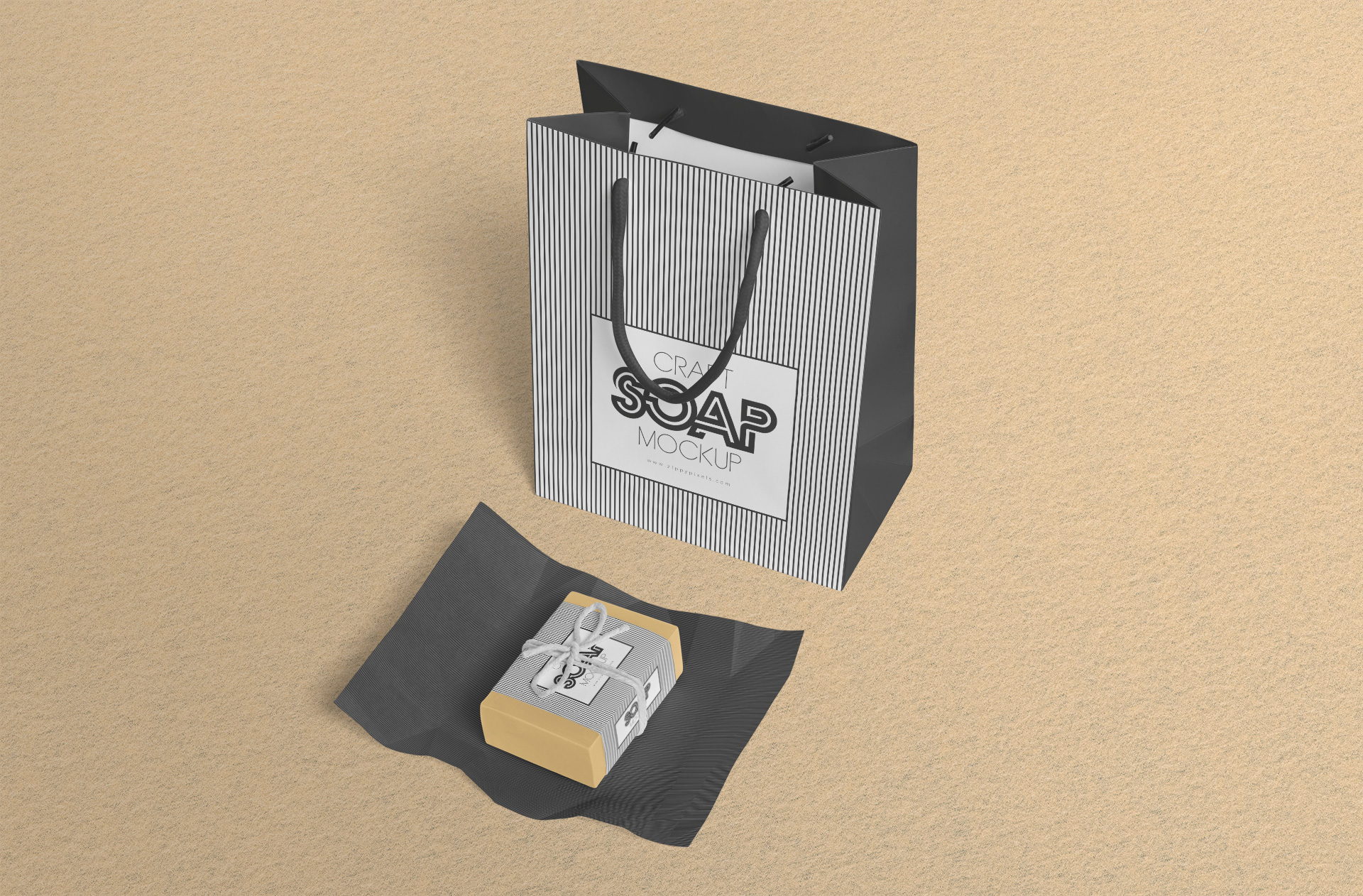 Handmade Soap & Gift Bag Mockup – Minimalist Branding