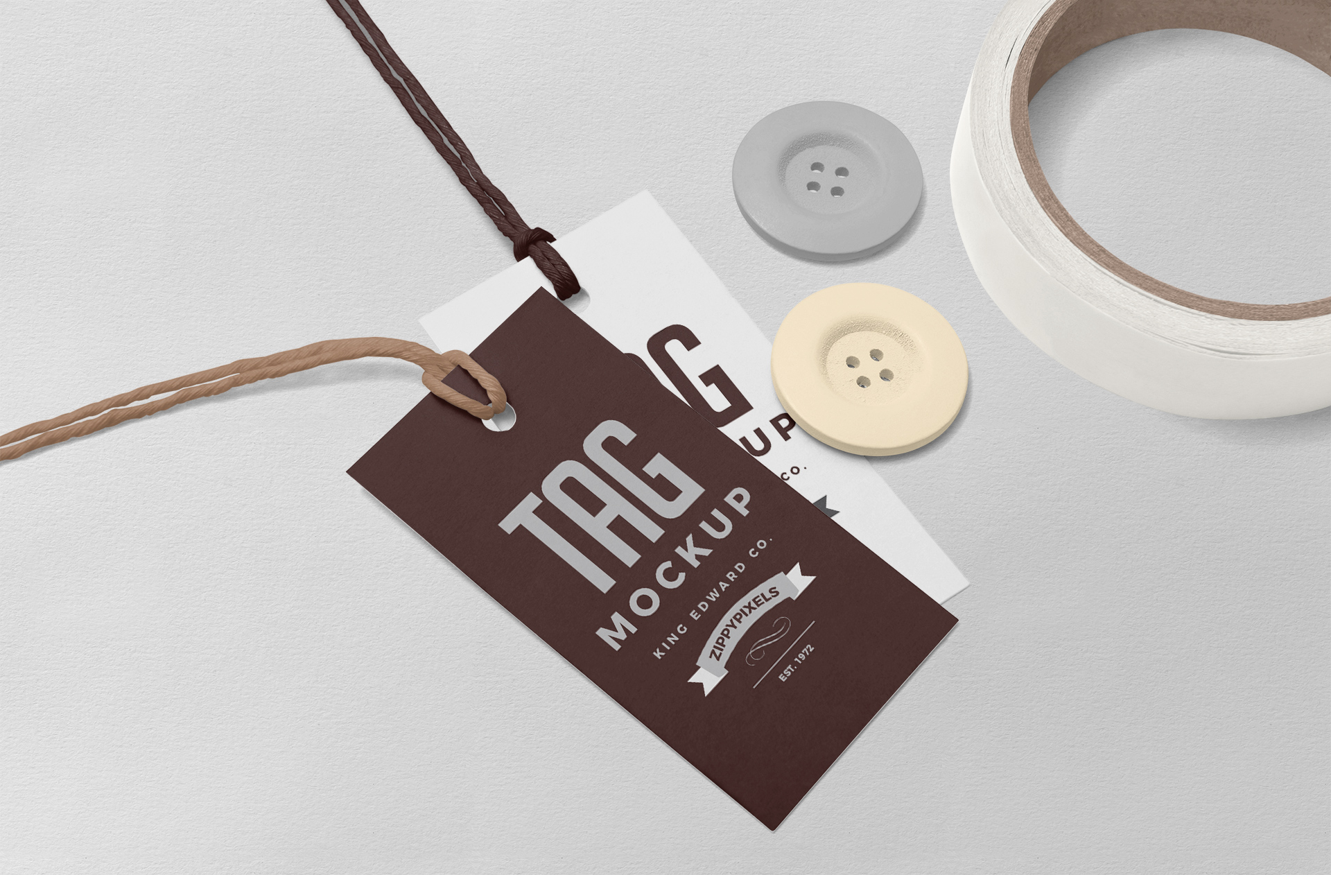 Classic Brown and White Hang Tag Mockup