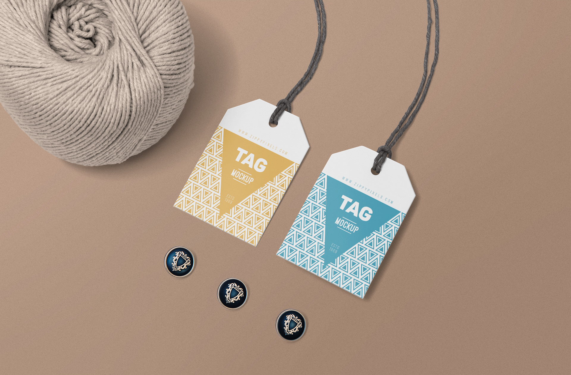Premium Geometric Hang Tag Mockup