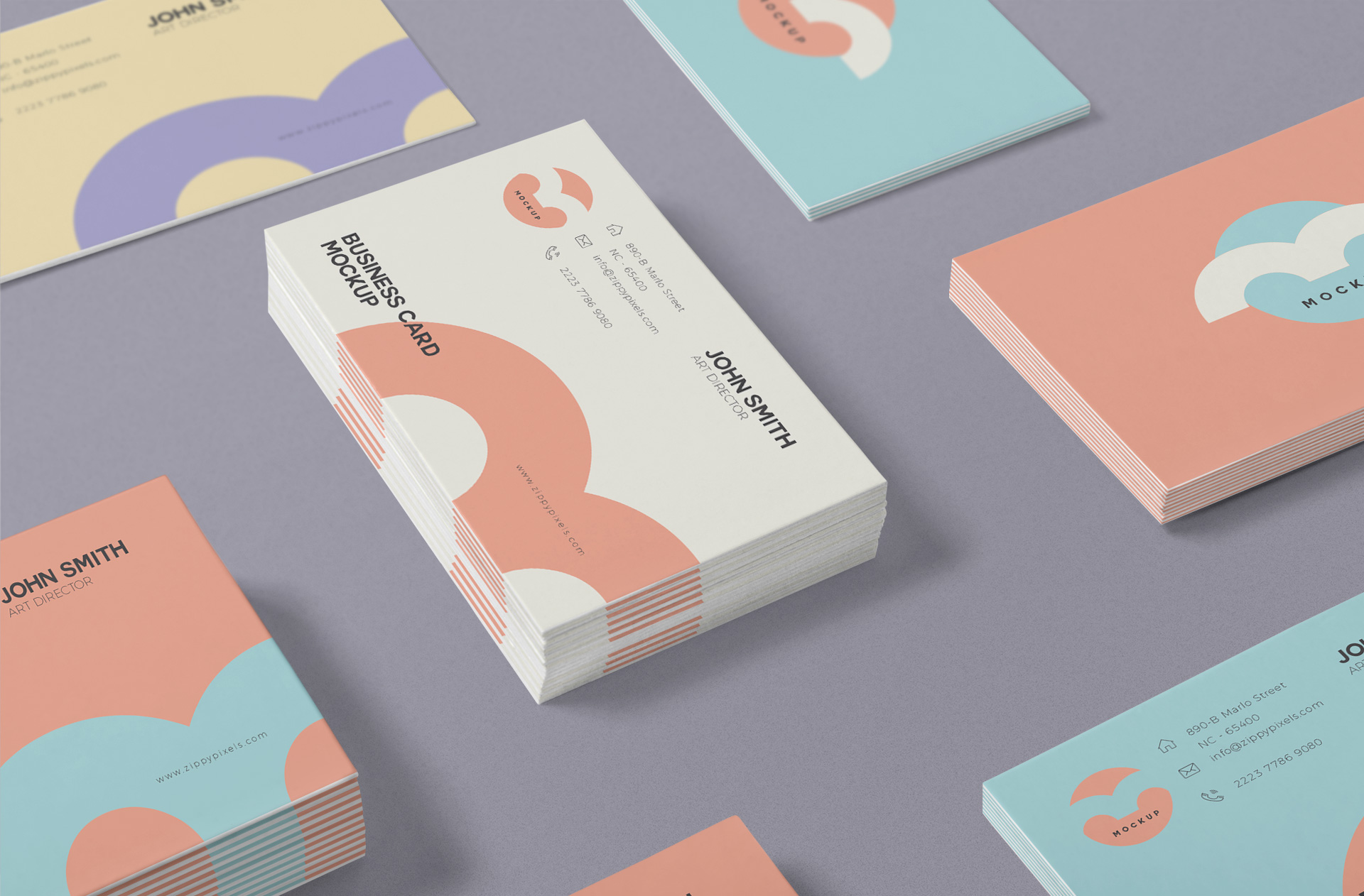 Stacked Business Card Mockup – Customizable PSD