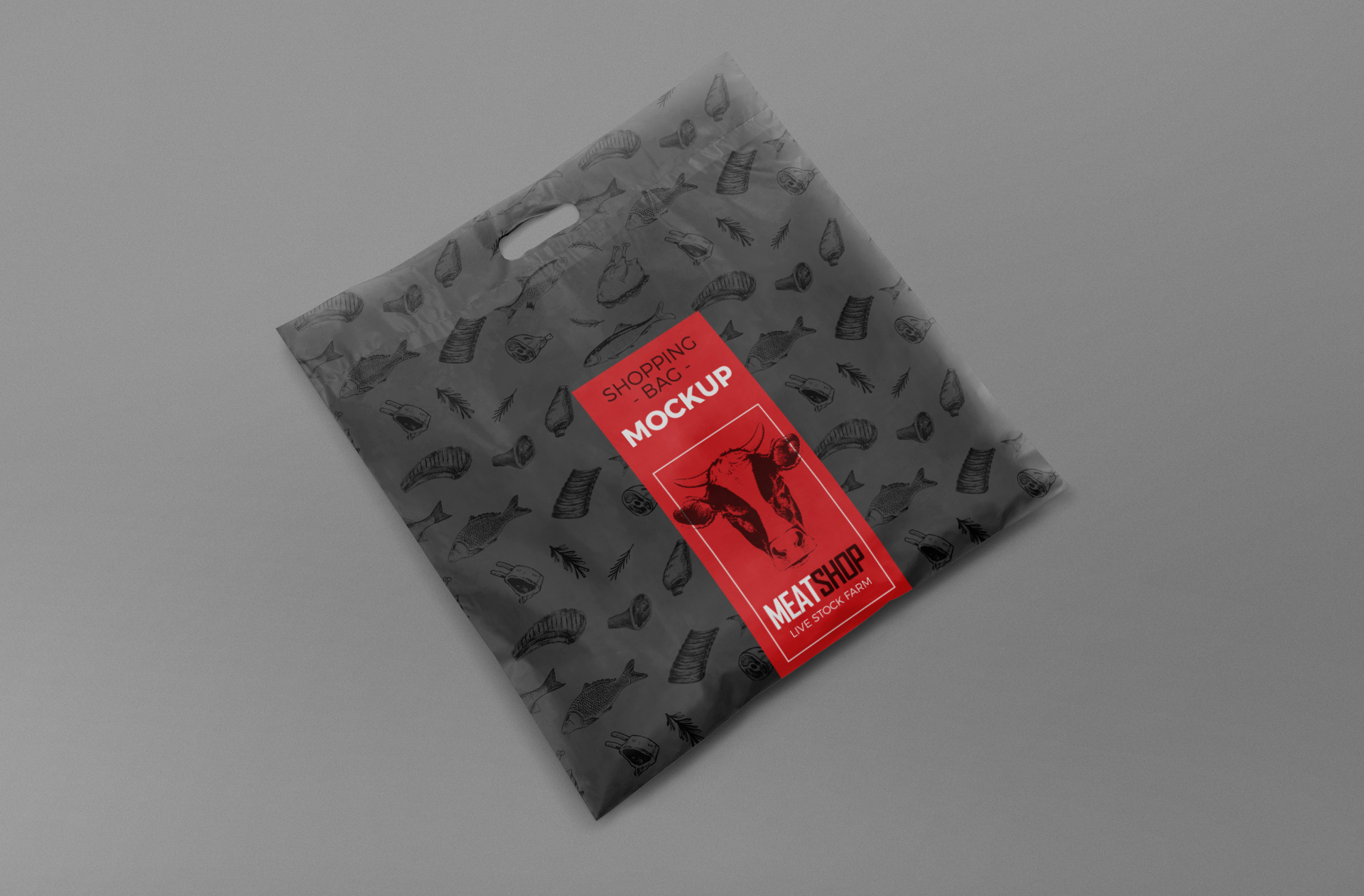Folded Plastic Shopping Bag Mockup – High-Quality PSD