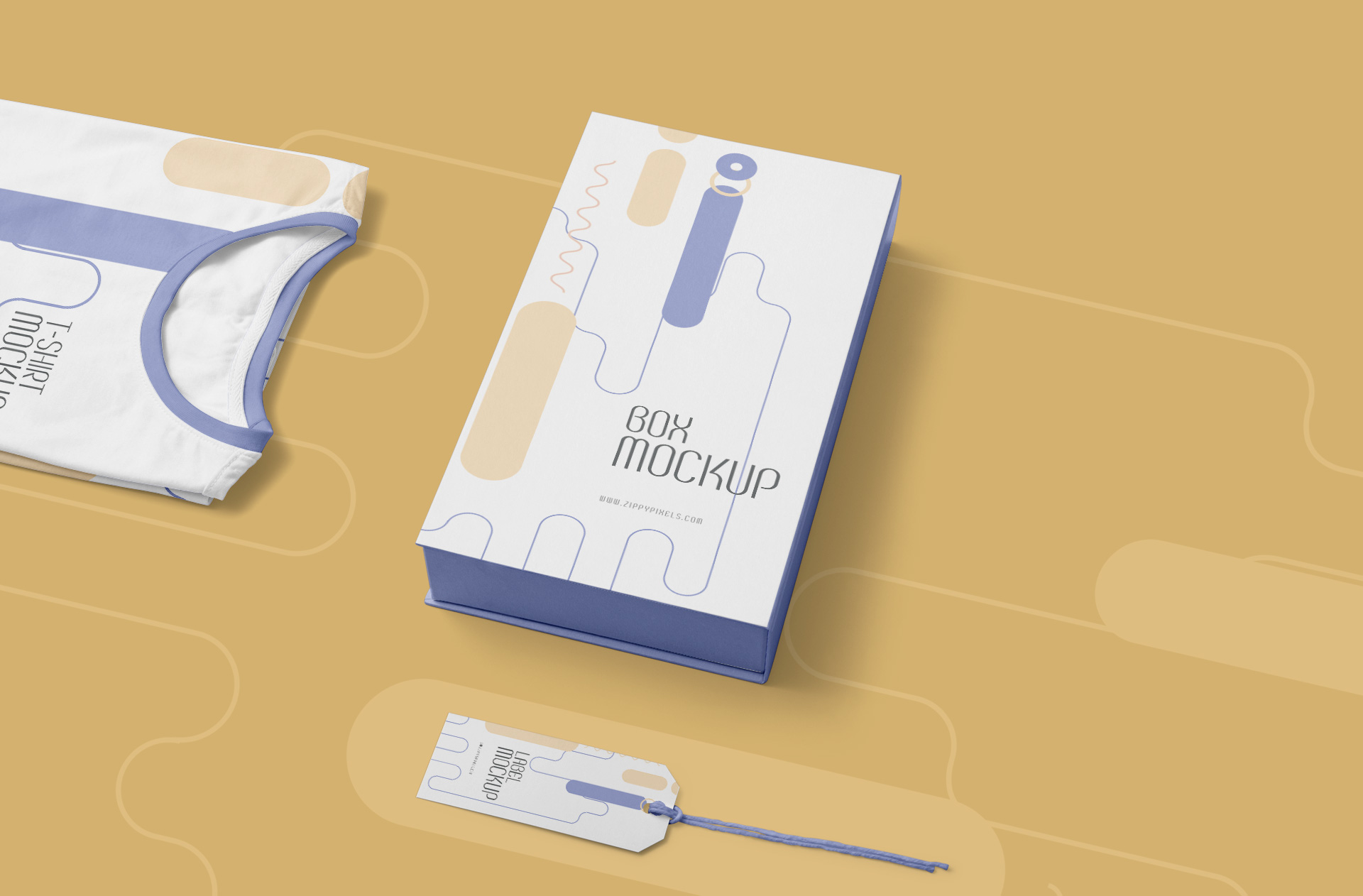 Flat Lay T-Shirt Packaging Box Mockup – Customizable PSD