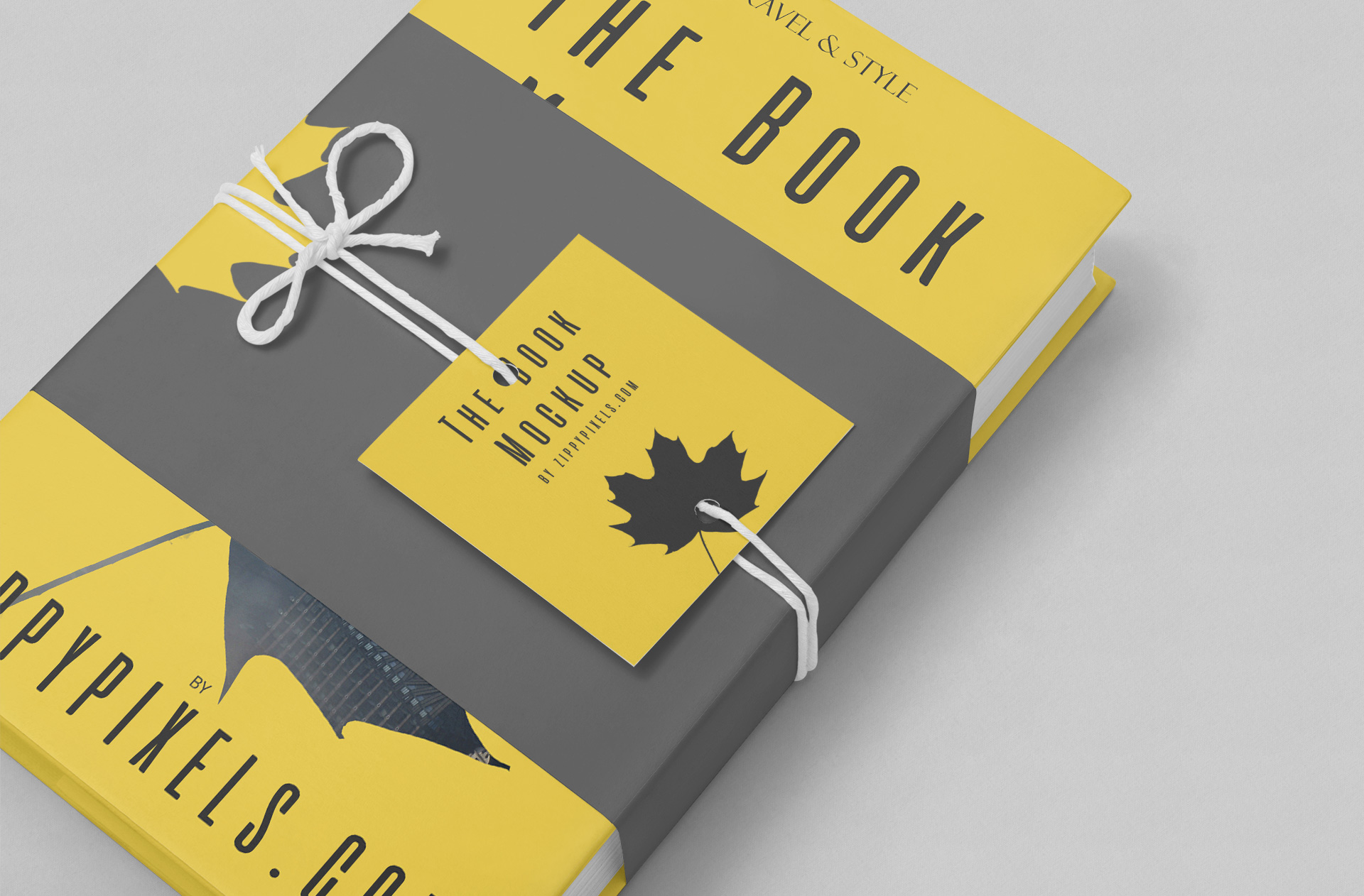 Hardcover Book Mockup with Dust Jacket & Tag