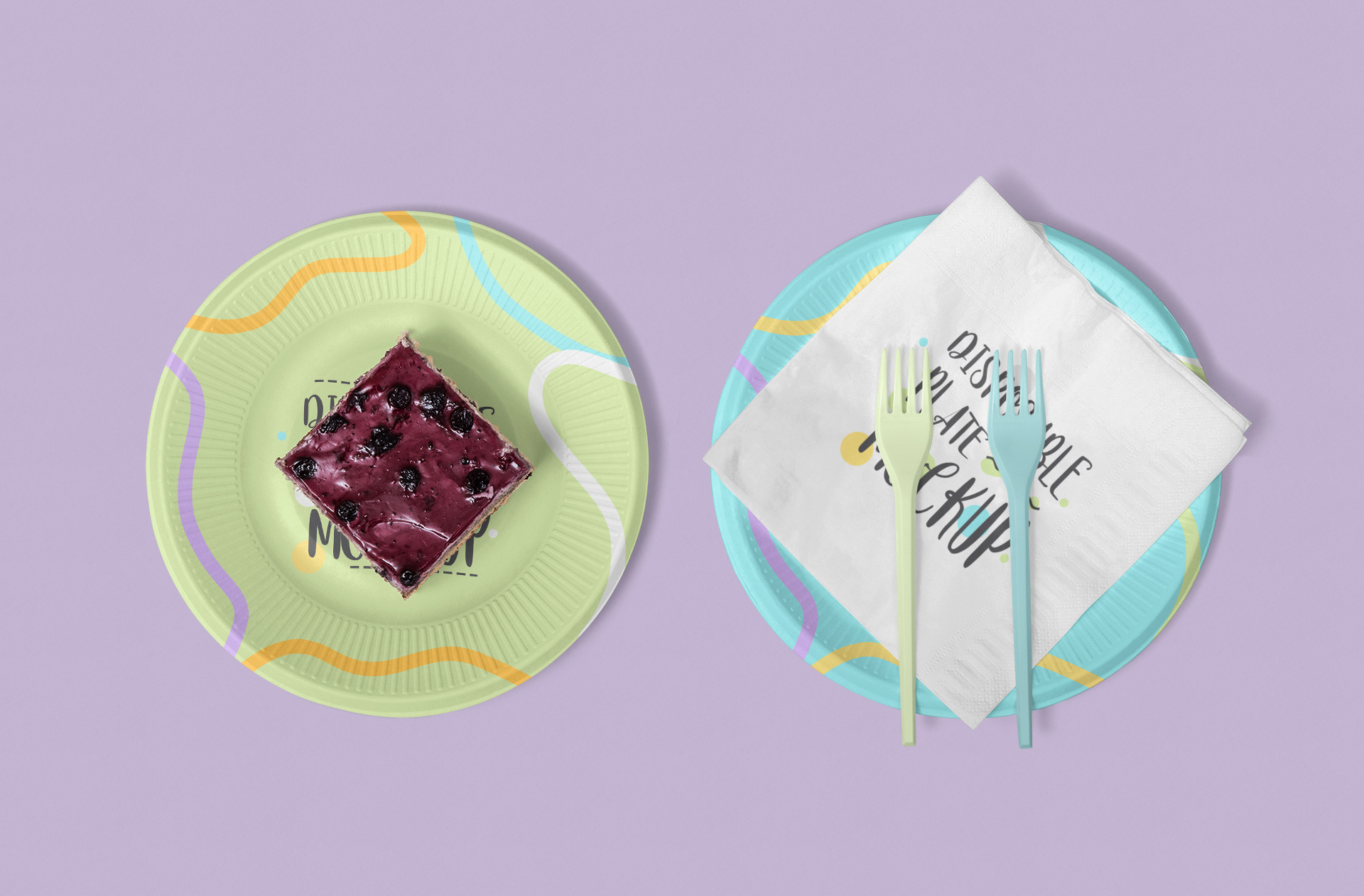 Realistic Disposable Paper Plate Mockup with Food