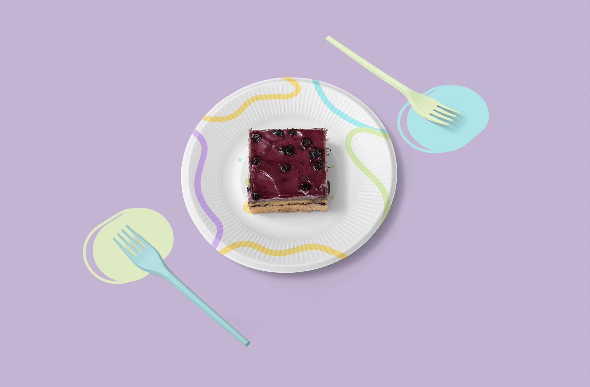 Disposable Plate Mockup with Cutlery and Napkin