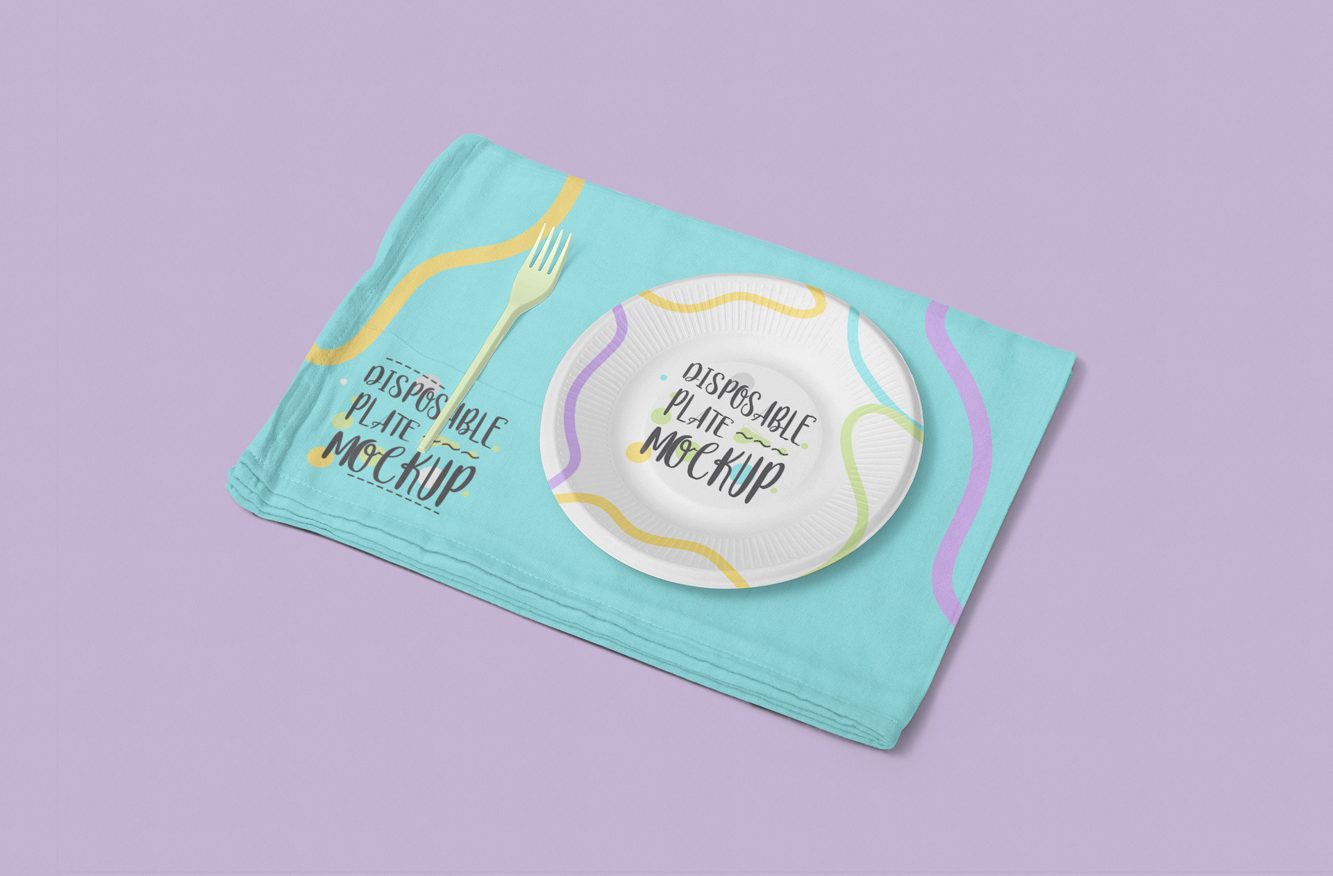 Photorealistic Paper Plate Mockup on Fabric Background