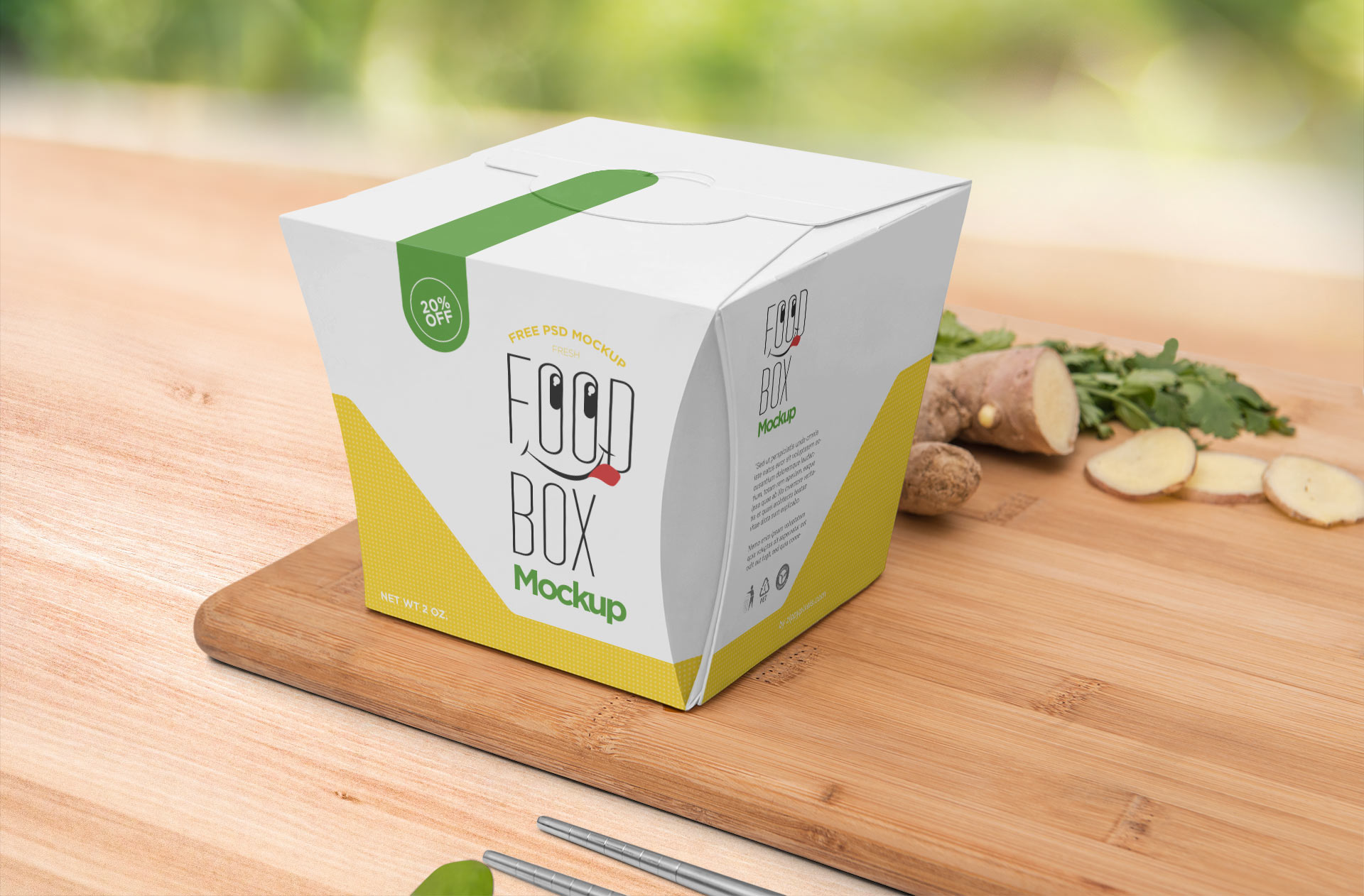 Realistic Food Box Packaging Mockup